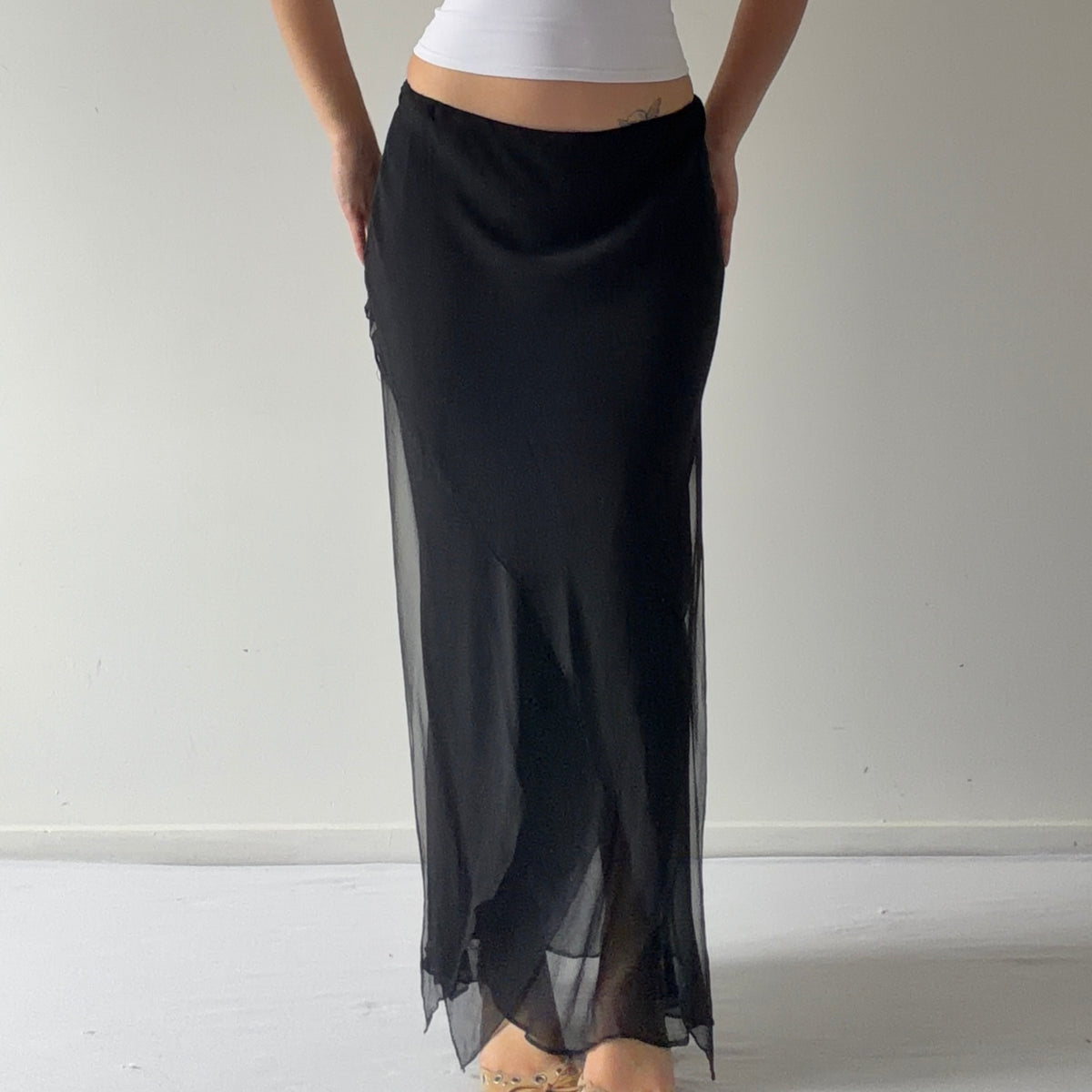 Cattina Silk Asymmetric Maxi Skirt | 6-8