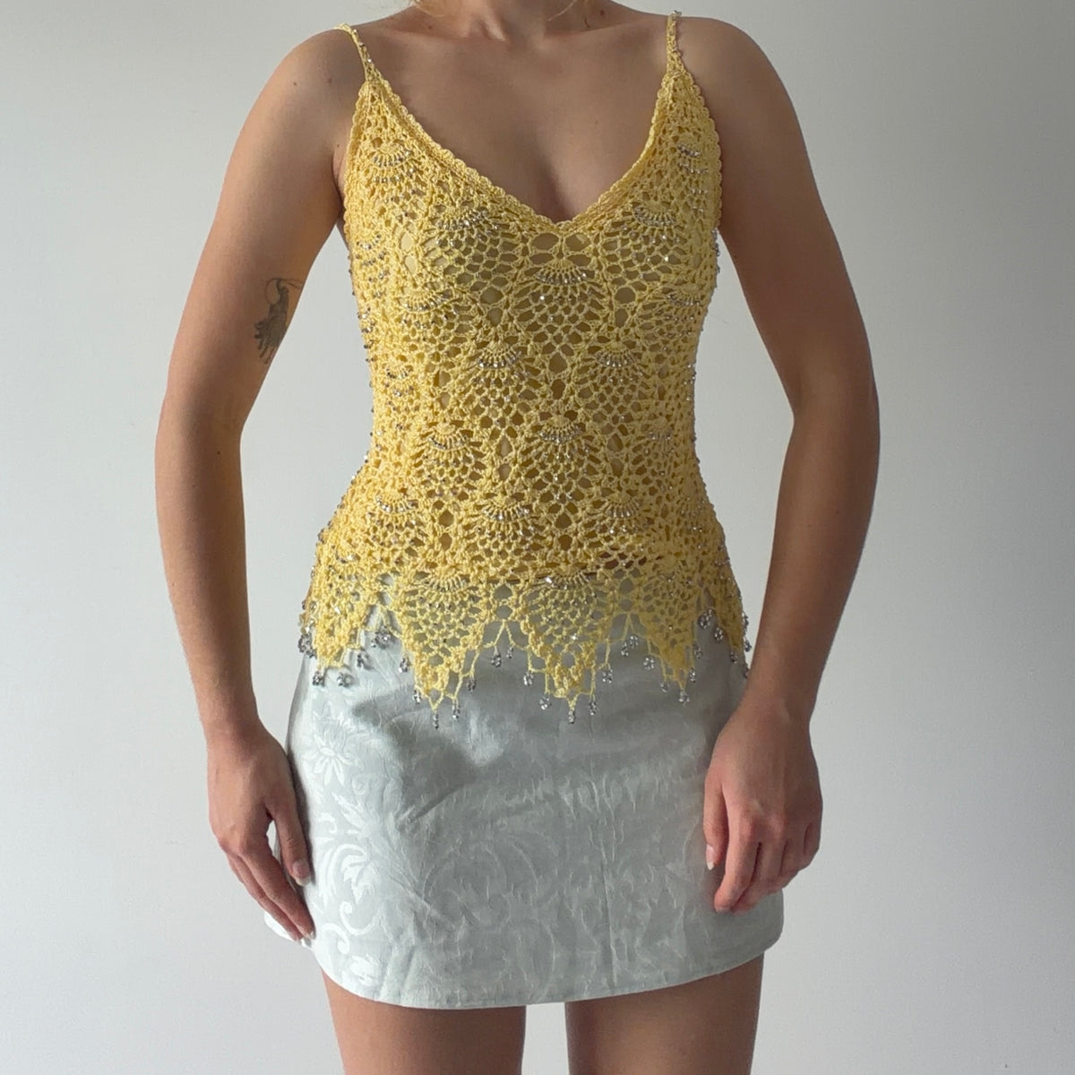 Beaded Crochet Cami Top | S