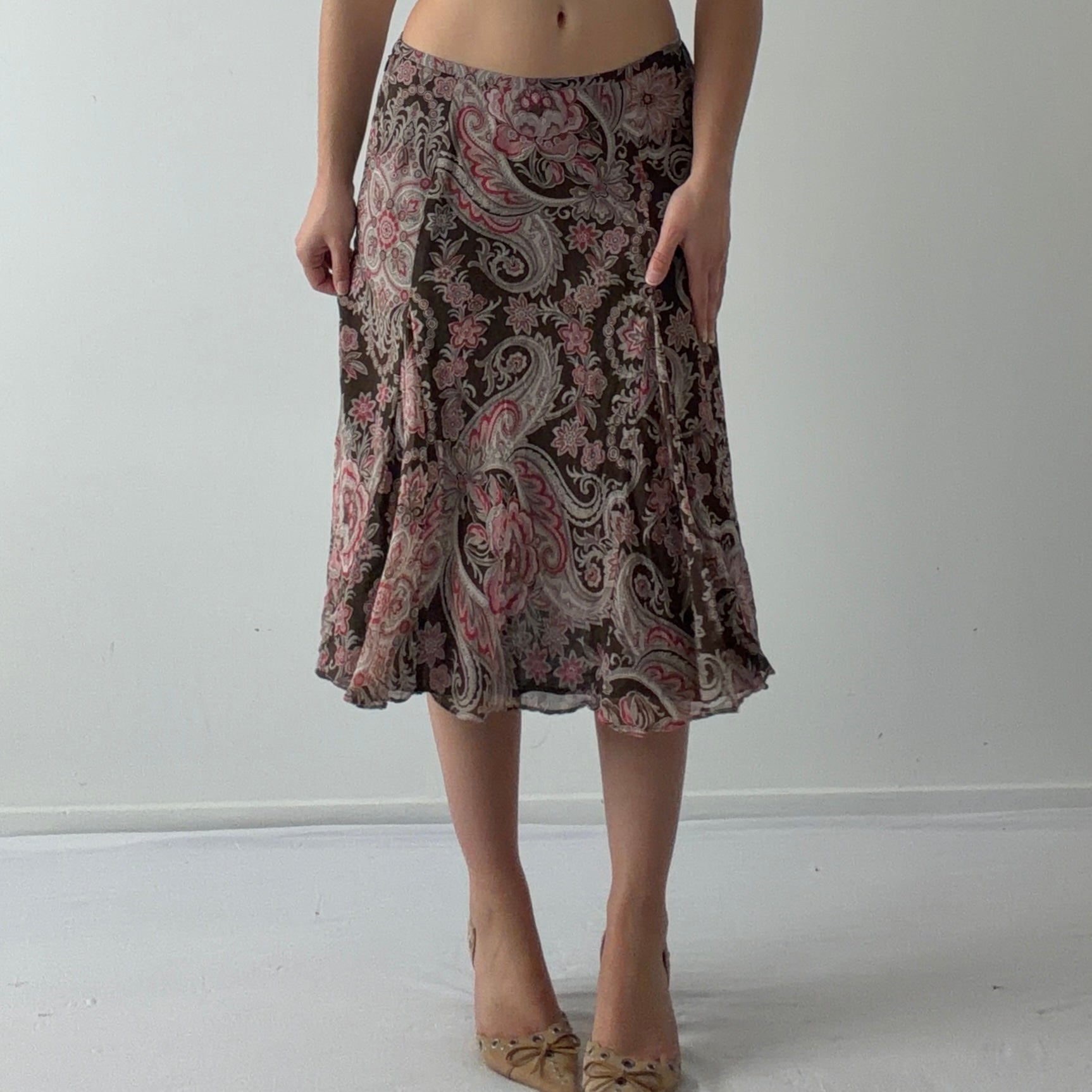 Ann Taylor Silk Paisley Midi Skirt | 6-8