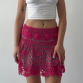 Hot Pink Crochet Mini Skirt | 6-8