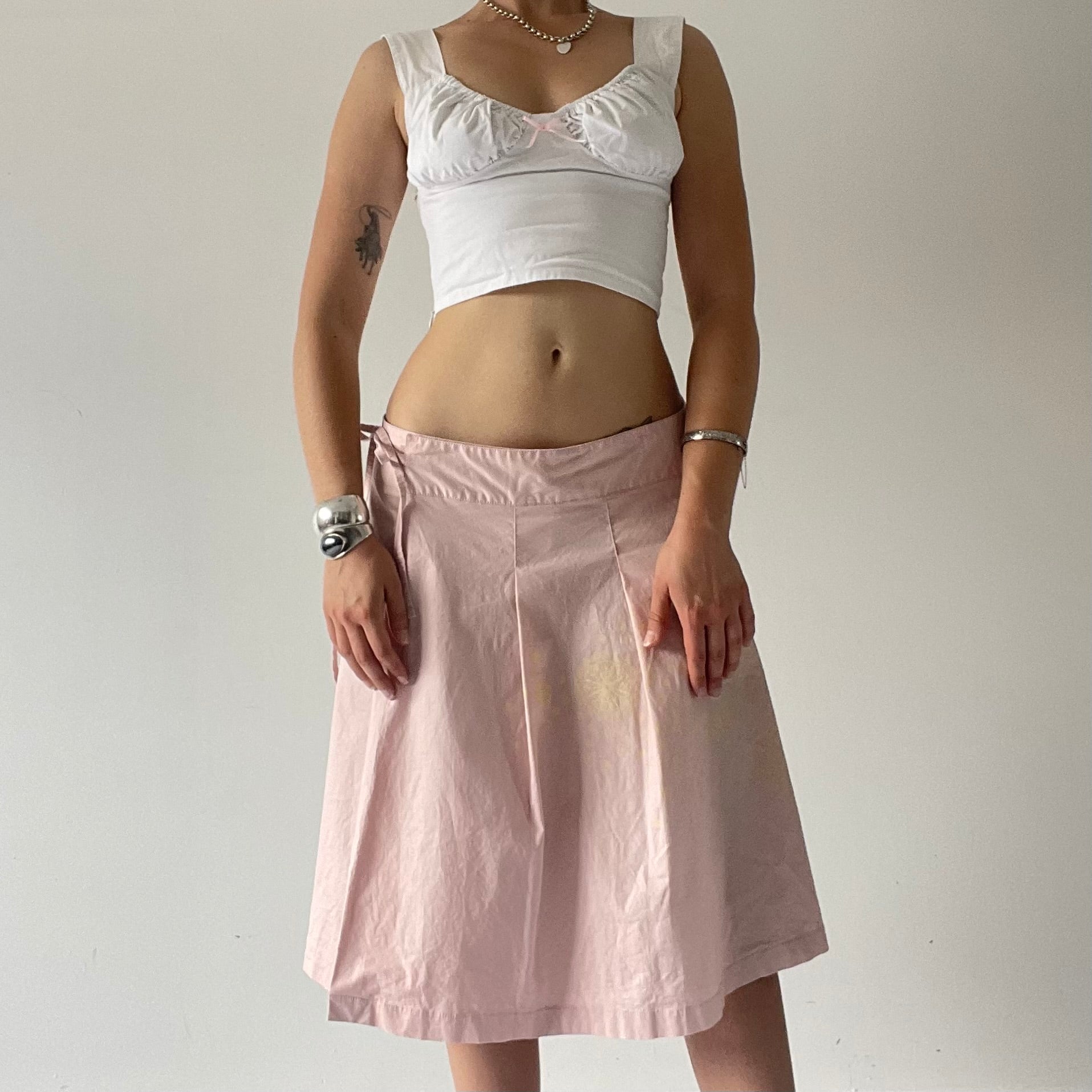 Spiral Pleated Wrap Midi Skirt | 8-10