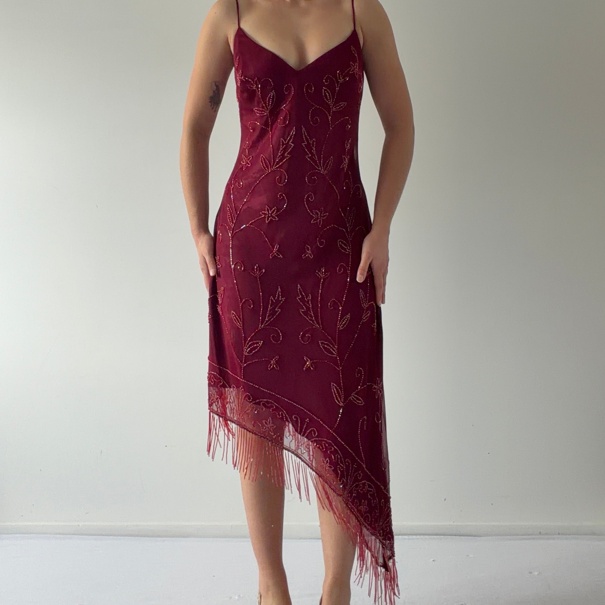 Laura Ryner Beaded Midi Dress | L