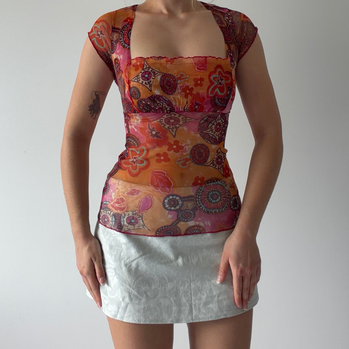 Promod Mesh Babydoll Top | S