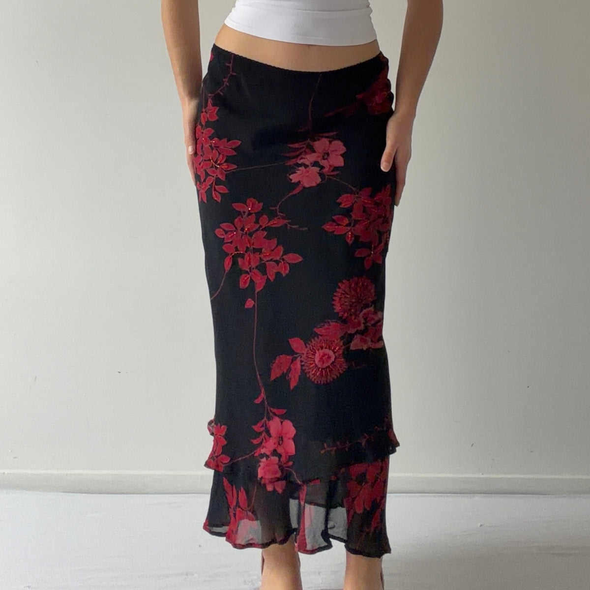 JM Collection Beaded Maxi Skirt | 12-14