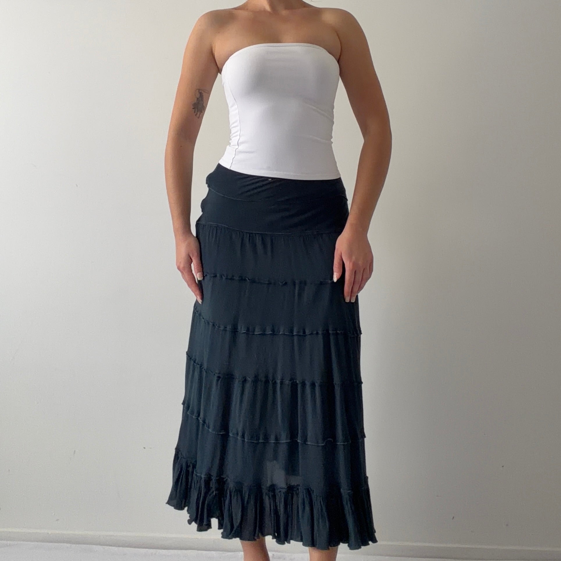 Wet Seal Tiered Midi Skirt | 4-6