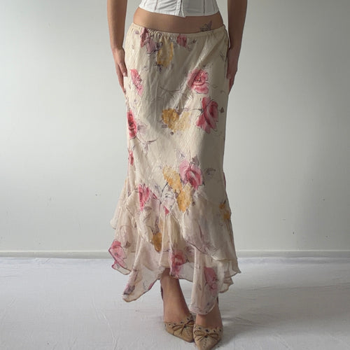 Floral Glitter Midi Skirt | L