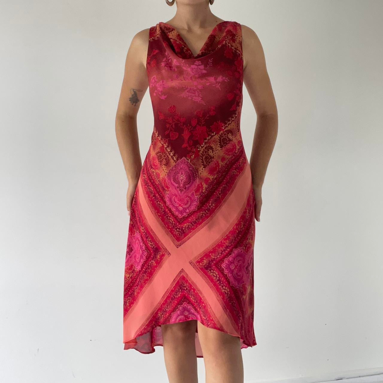 Paisley Cowl Midi Dress | Made in USA | 8-10