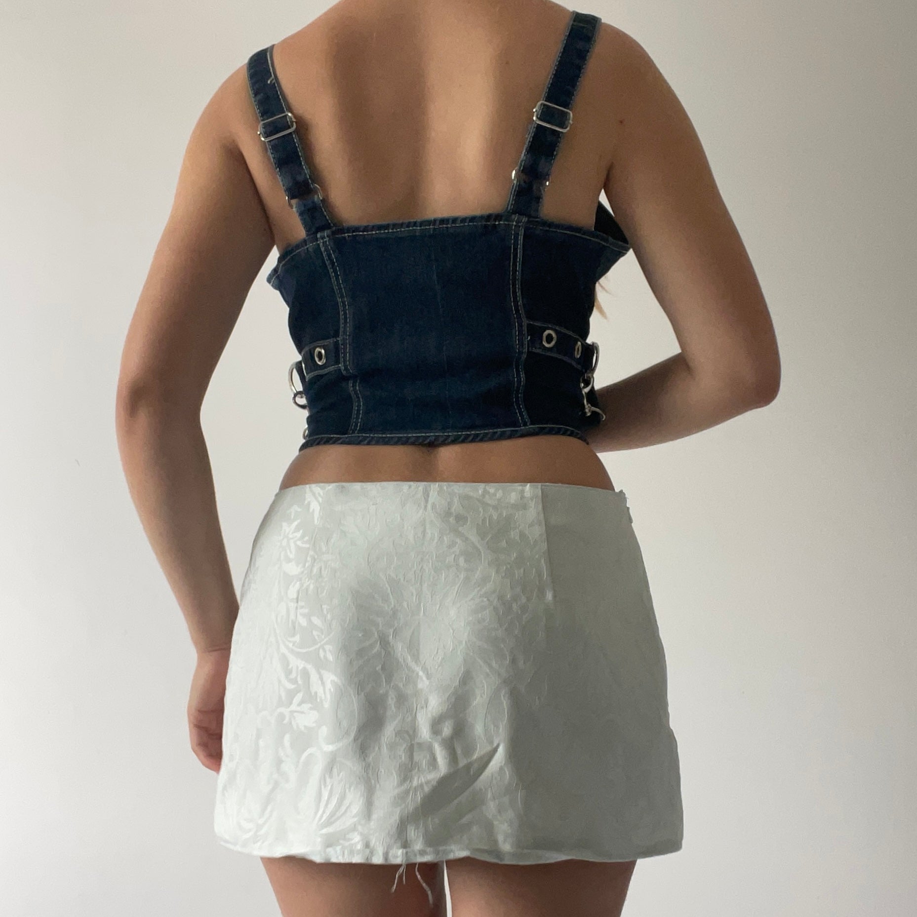 Tripp NYC Denim Buckle Corset | M