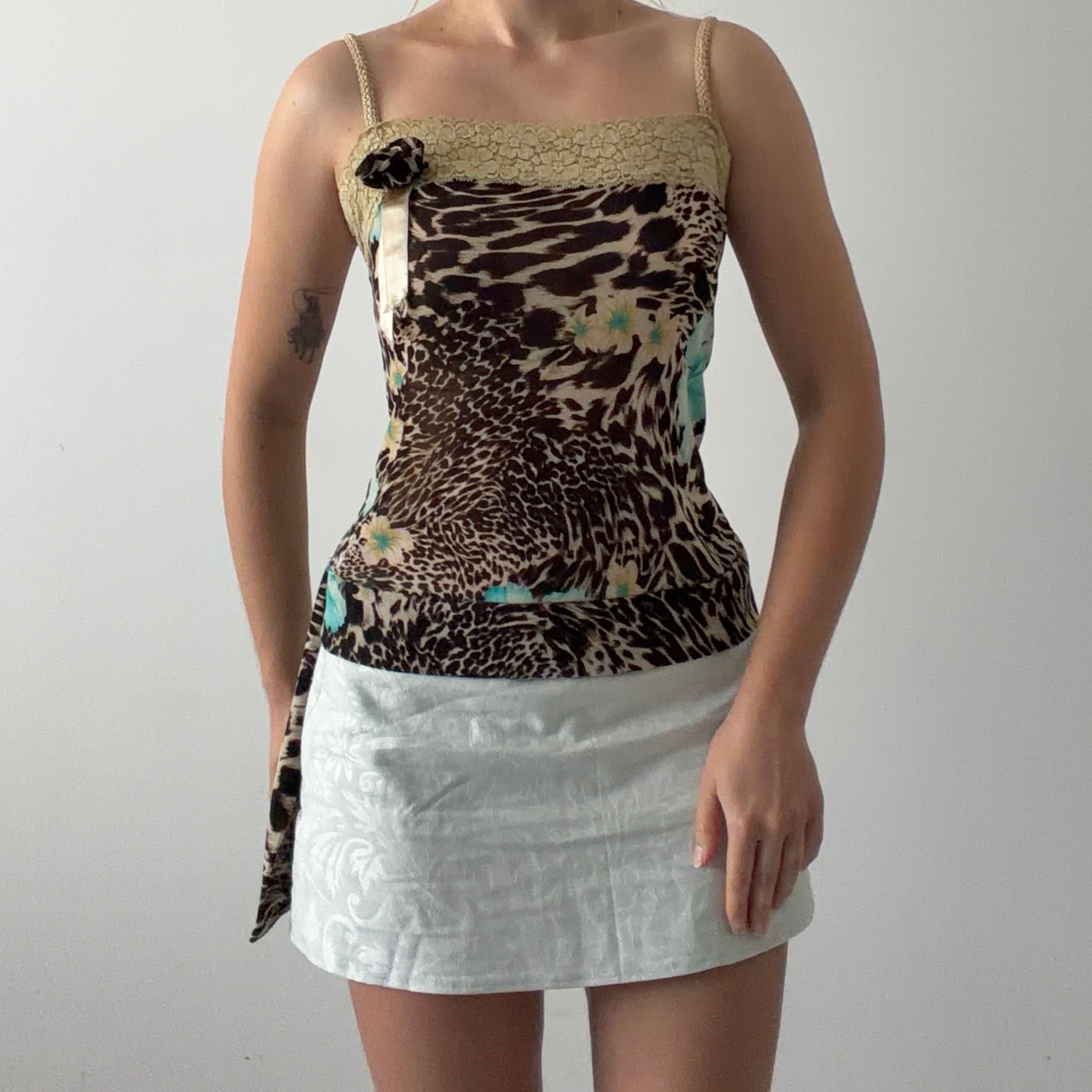 Leopard Print Mesh Cami | L