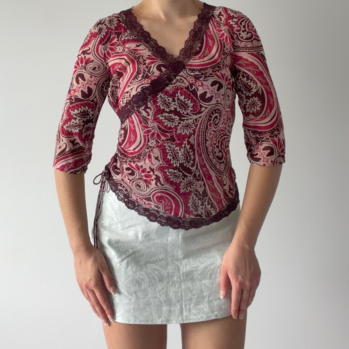 Silk 3/4 Sleeve Top | S-M