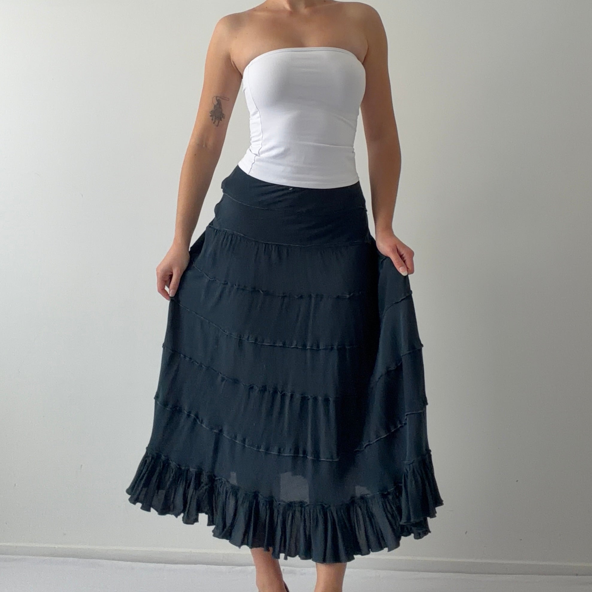 Wet Seal Tiered Midi Skirt | 4-6