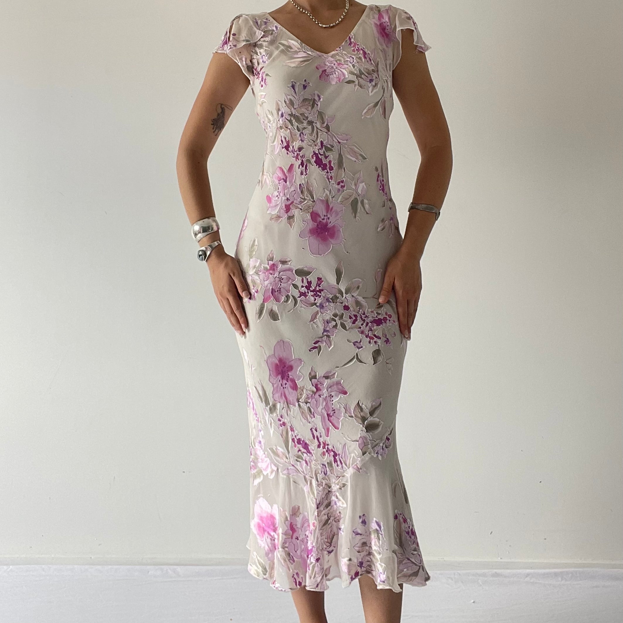 Dolina Silk Burnout Slip Dress | 6-8