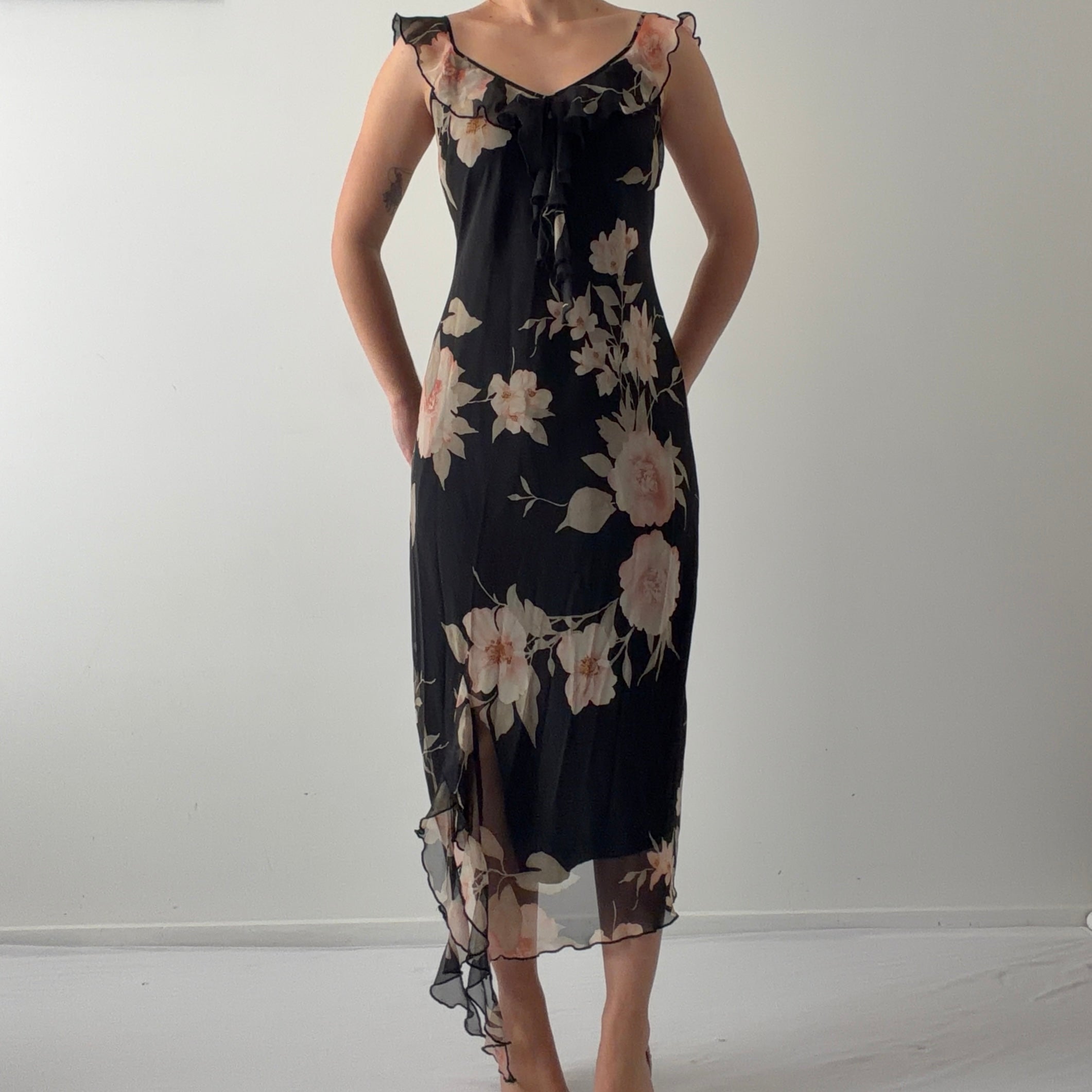 Dressbarn Ruffle Midi Dress | 10-12