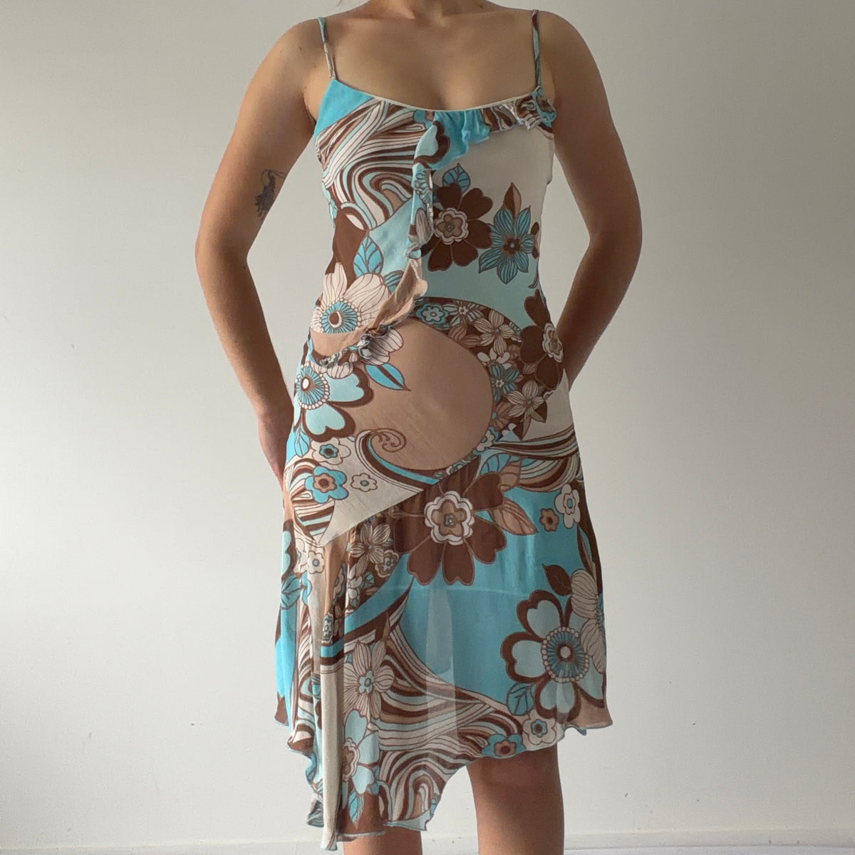 NafNaf Ruffle Midi Dress | XS