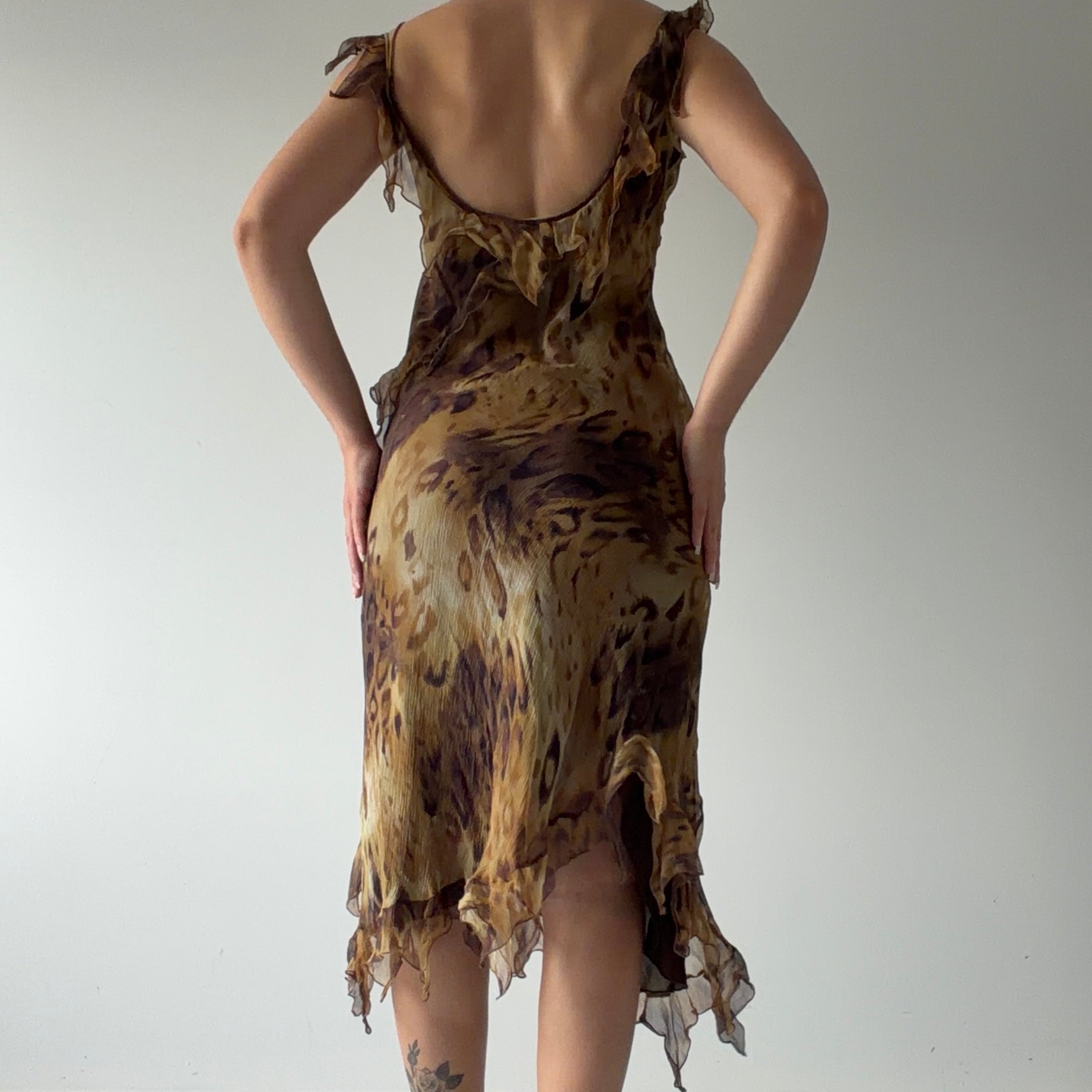 00s Zara Silk Ruffle Dress | 8-10