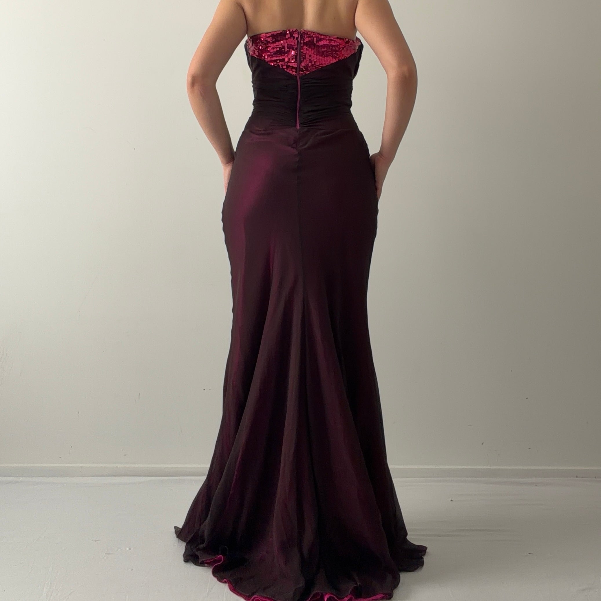 Silk Strapless Evening Dress | S