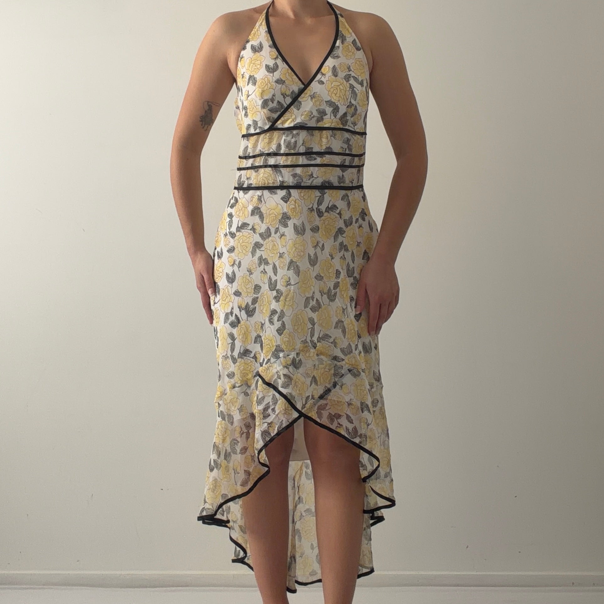 Alyn Page Floral Halter Dress | Made in USA | 12-14