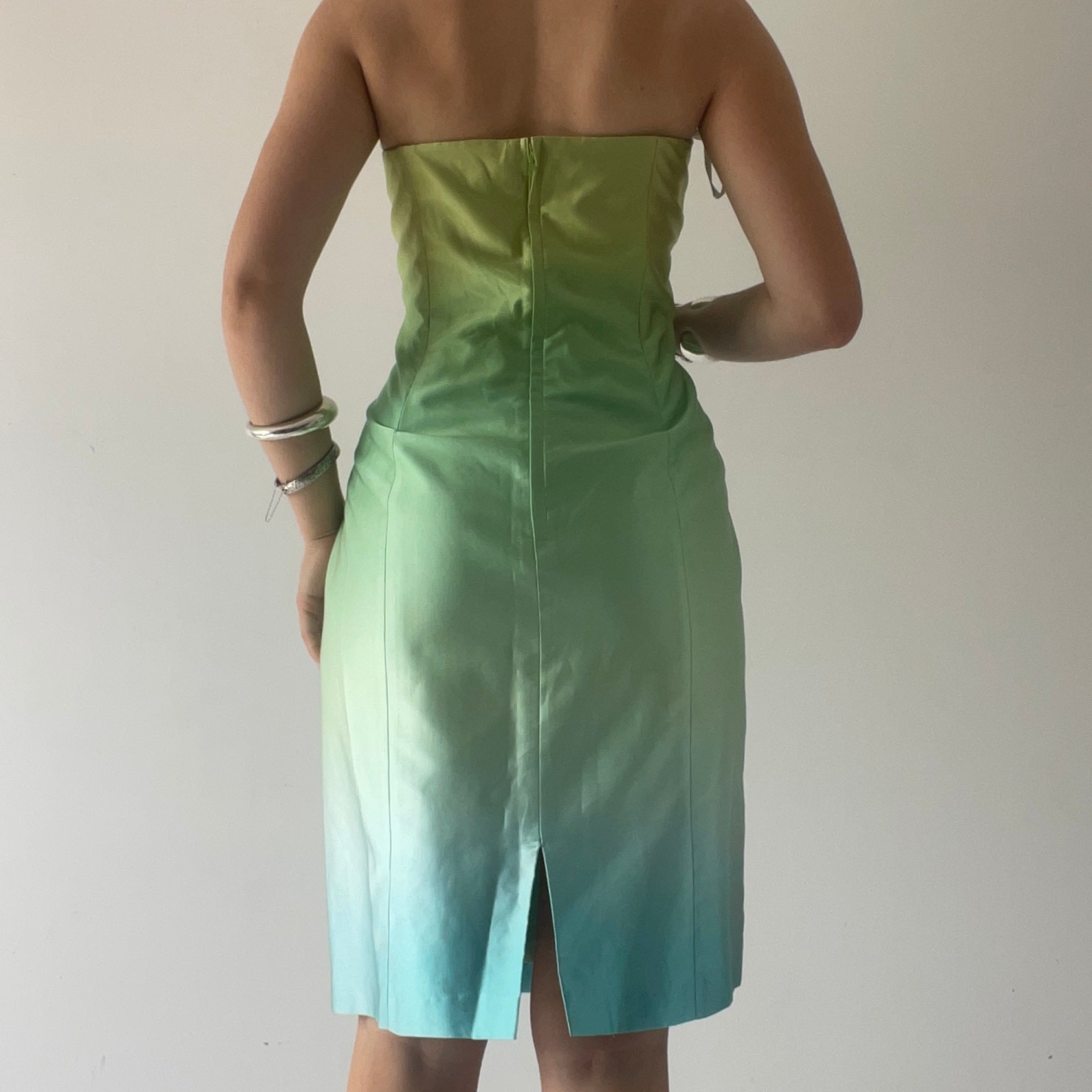 George Cross Silk Strapless Midi Dress | 10-12