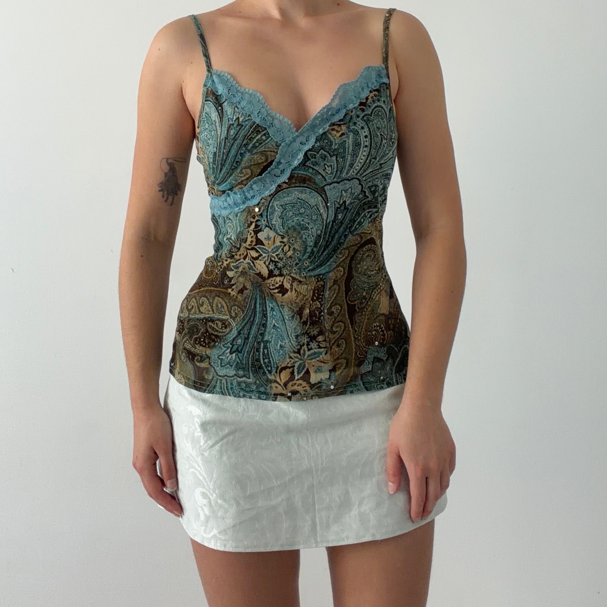 Green Coast Paisley Mesh Cami | 8-10