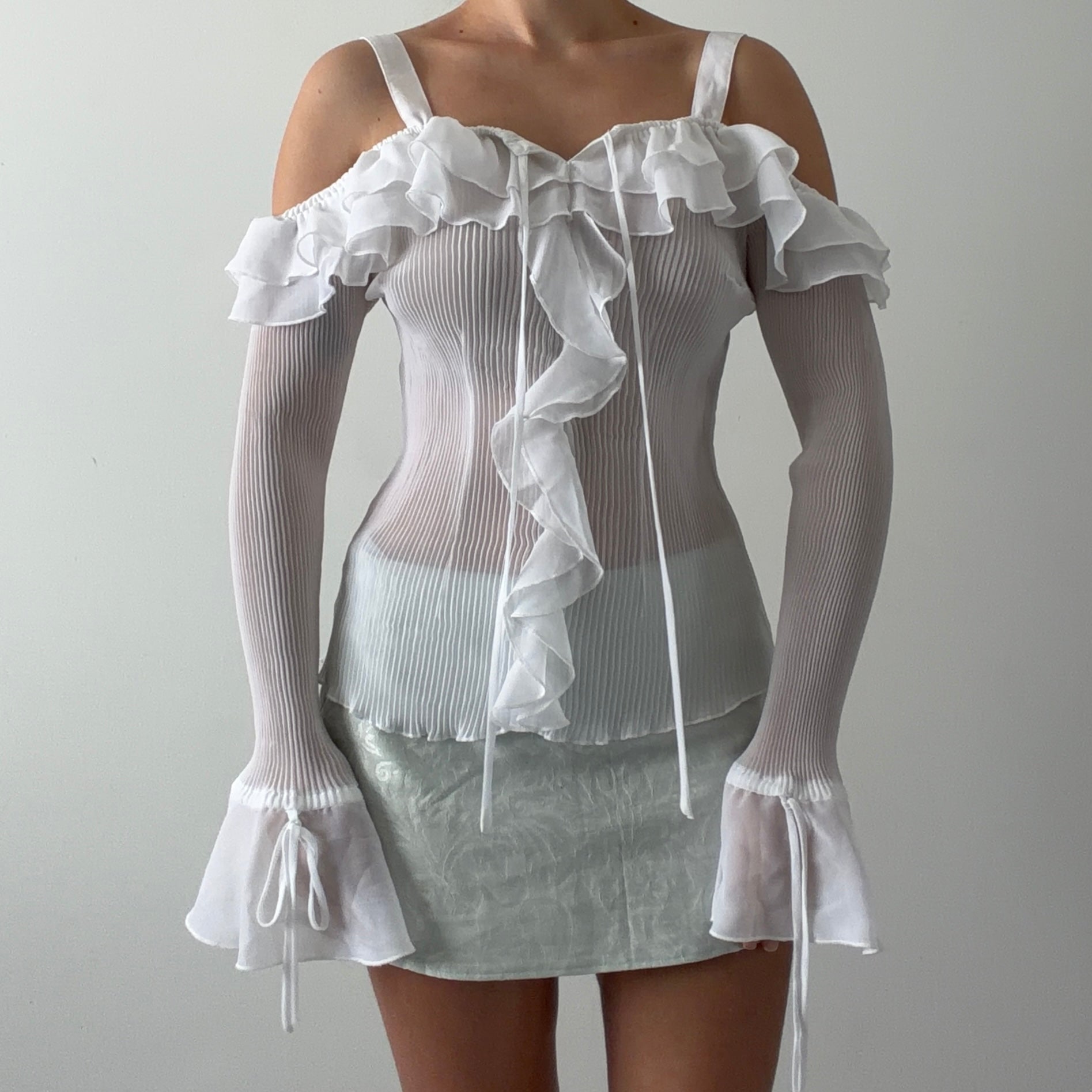 Kaelyn-Max Plissé Ruffle Top | M