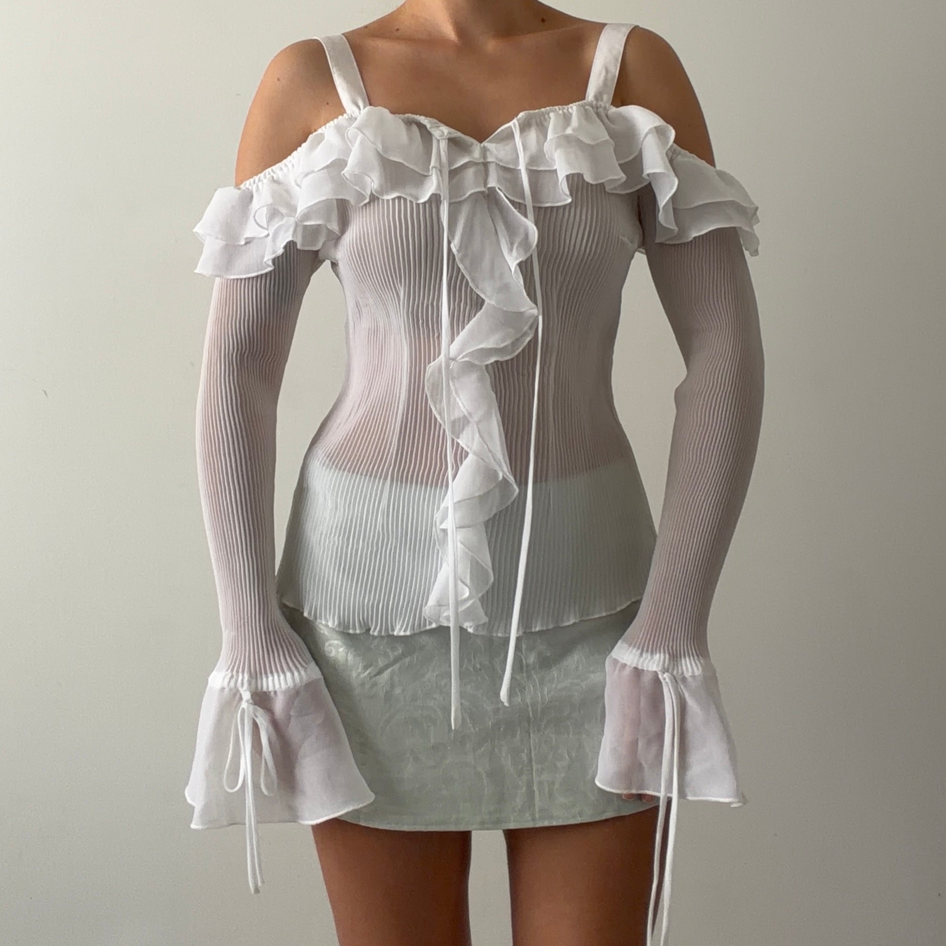 Kaelyn-Max Plissé Ruffle Top | M