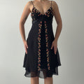 Rare Sue Wong Nocturne Silk Rosette Midi Dress | M
