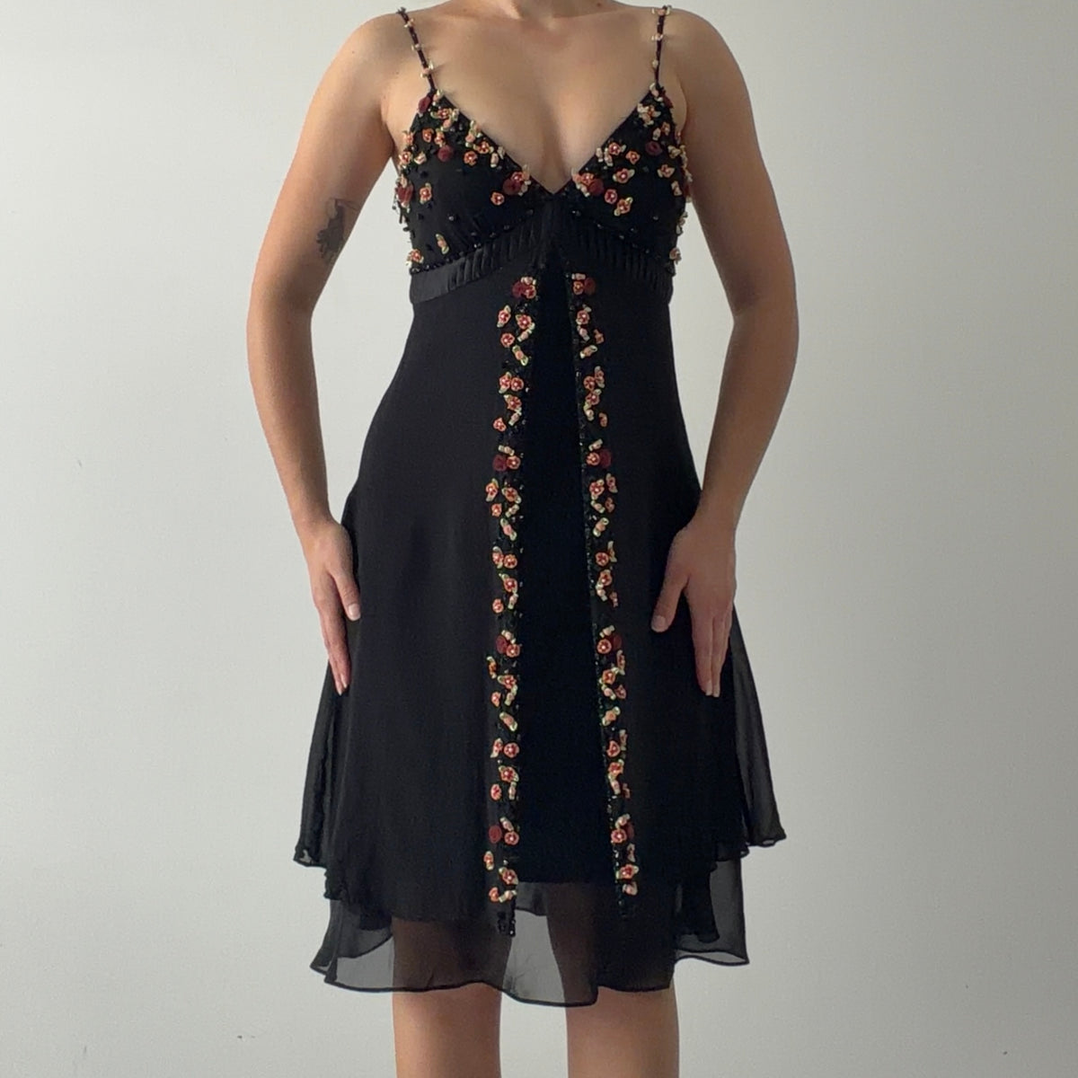 Rare Sue Wong Nocturne Silk Rosette Midi Dress | M