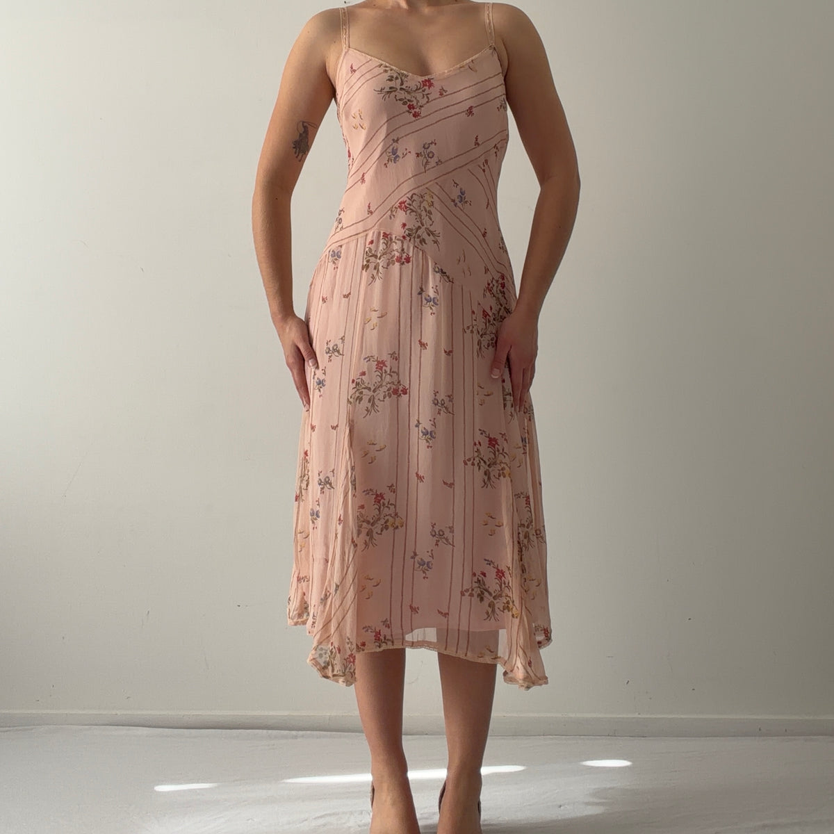 Ice Silk Floral Midi Dress | 10-12