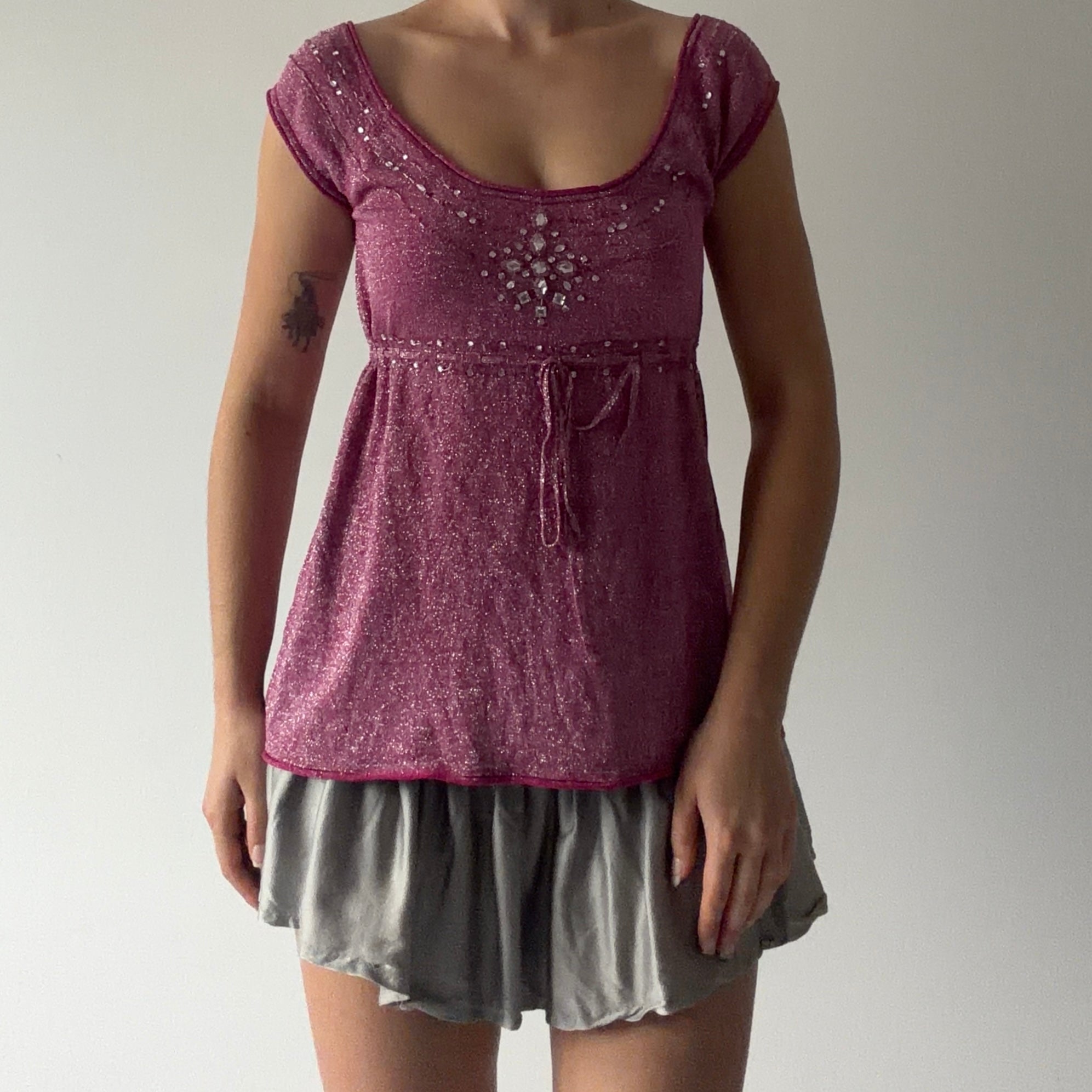 Arden B Beaded Babydoll Top | 8-10