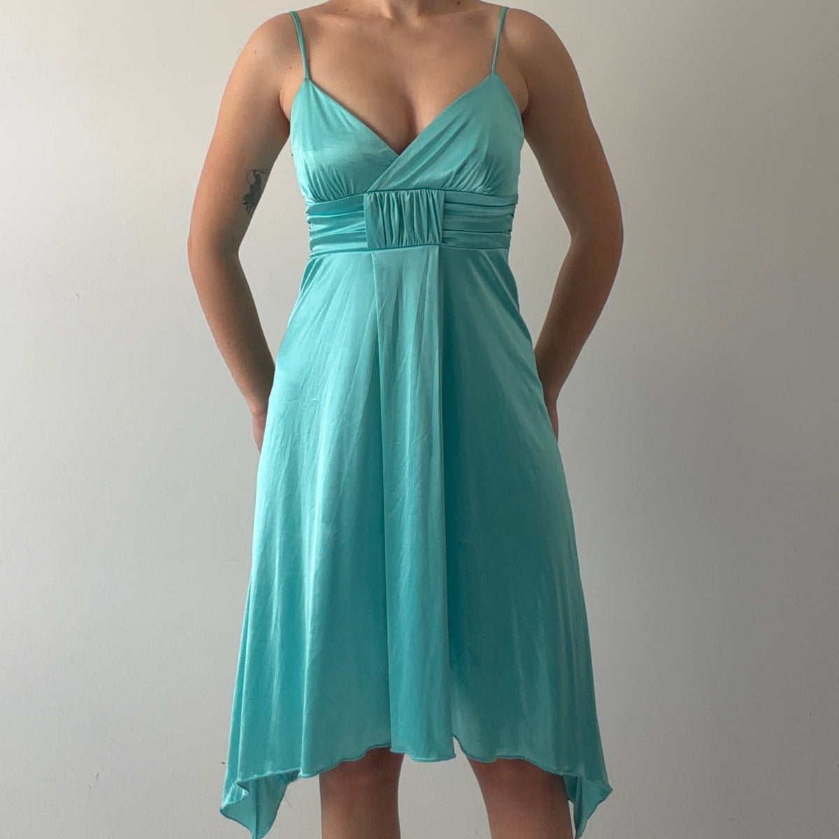 City Triangles Aqua Asymmetric Midi Dress | XS