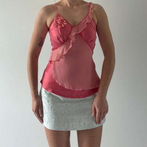 So Cool Silk Ruffle Cami Top | XS