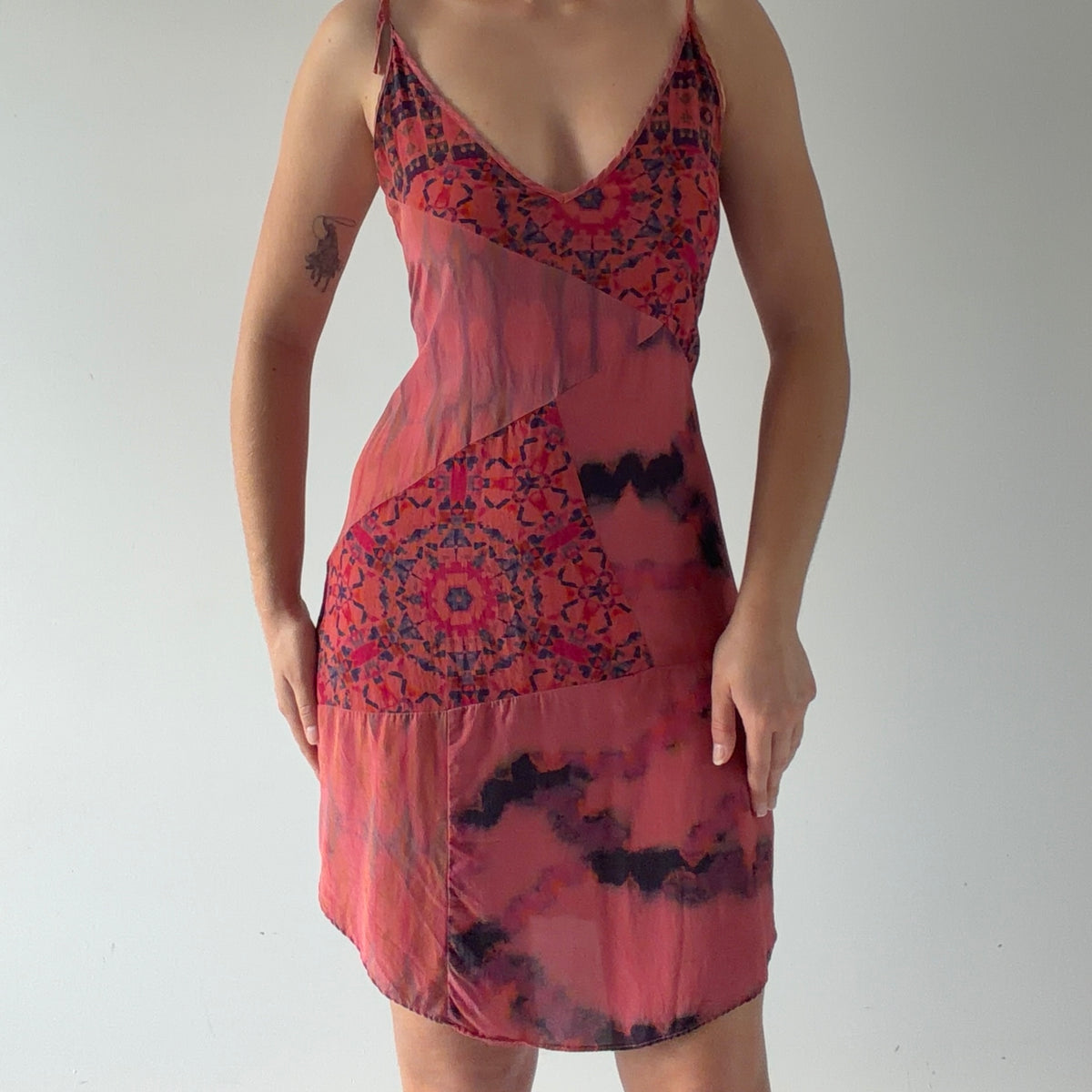 Patchwork Silk Slip Dress | Made in USA | M