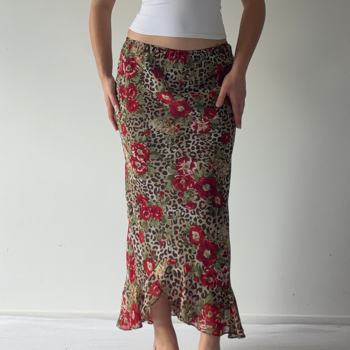 Floral Leopard Maxi Skirt | S-M