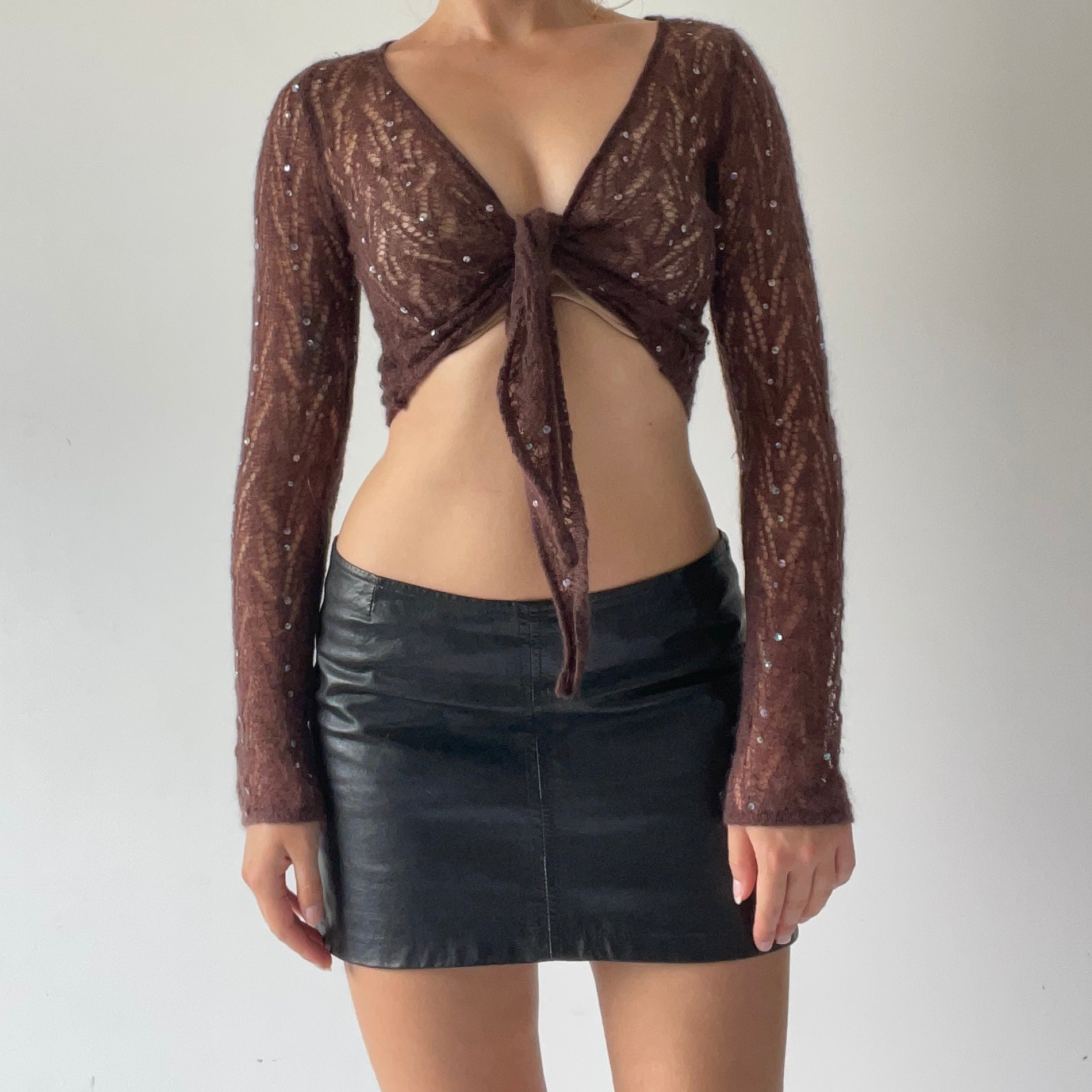 Monsoon Mohair Sequin Tie Top | XS