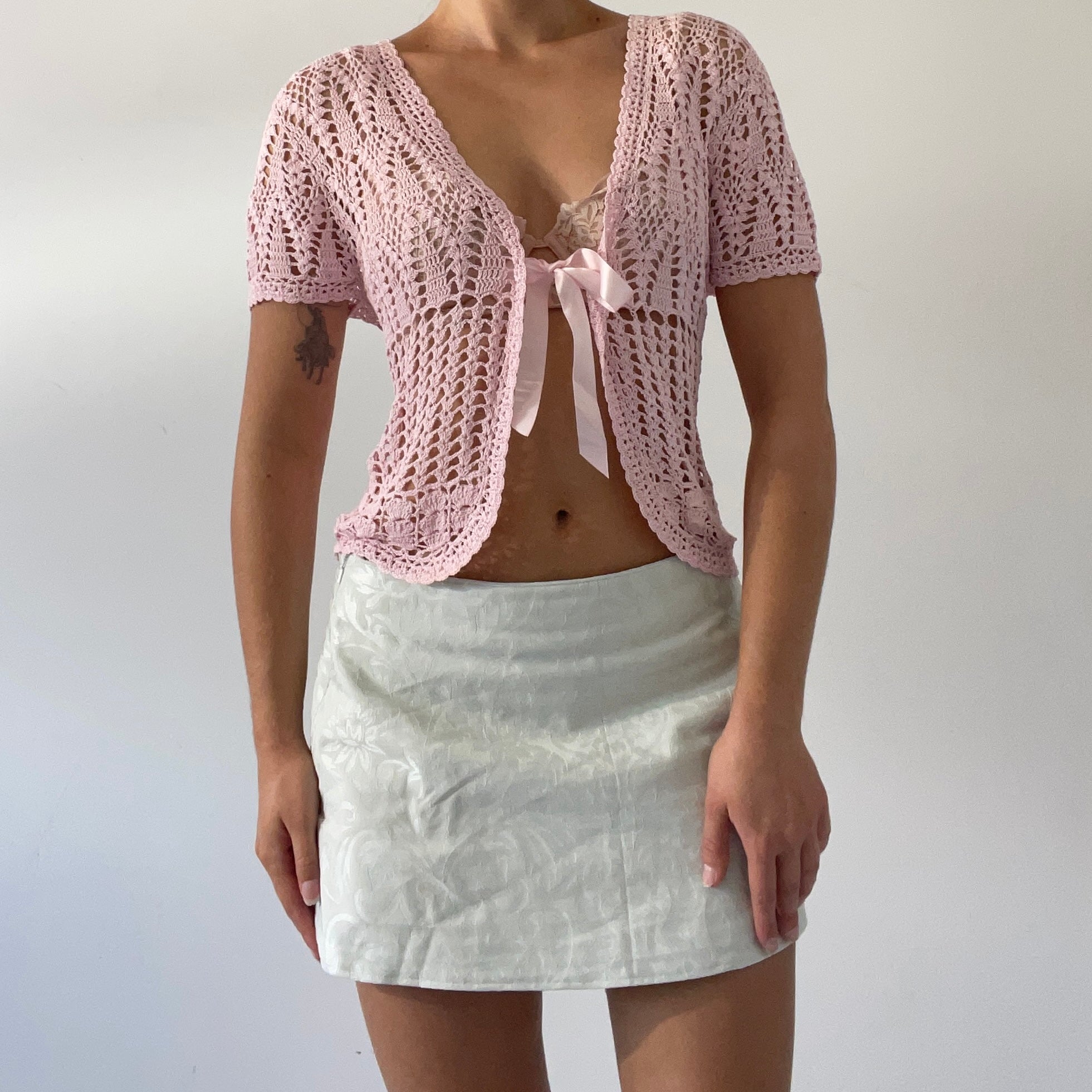 Crochet Tie Cardi Top | S-M