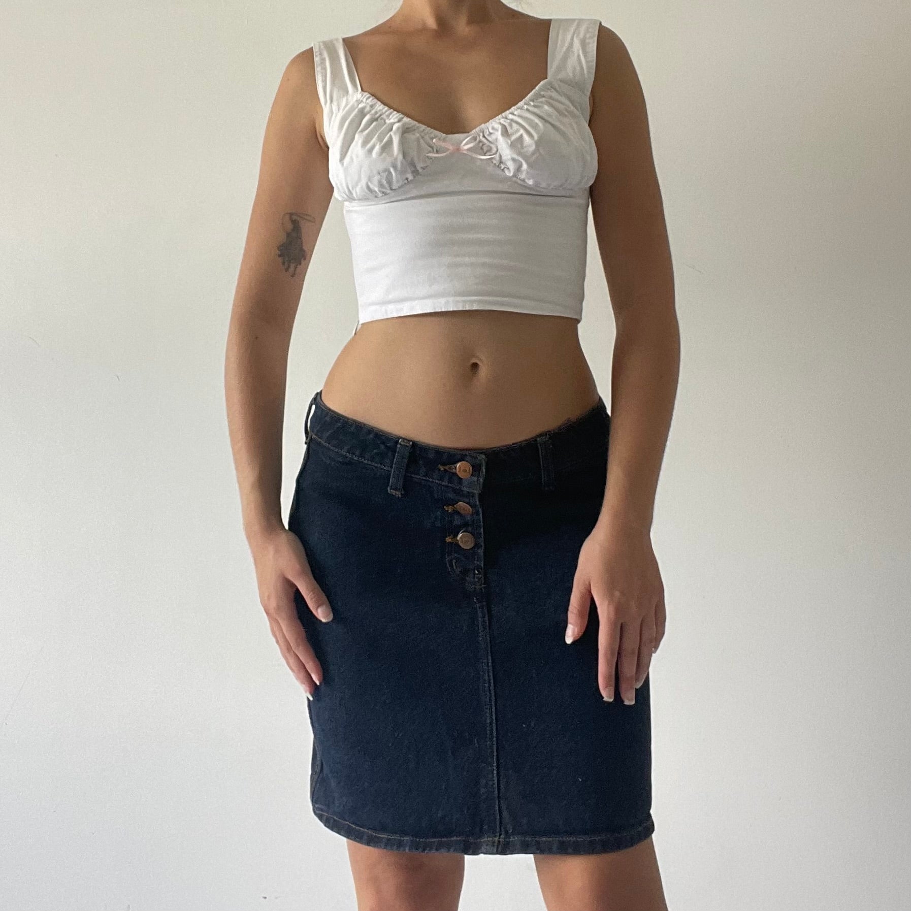 Lei Low Rise Denim Midi Skirt | 6-8