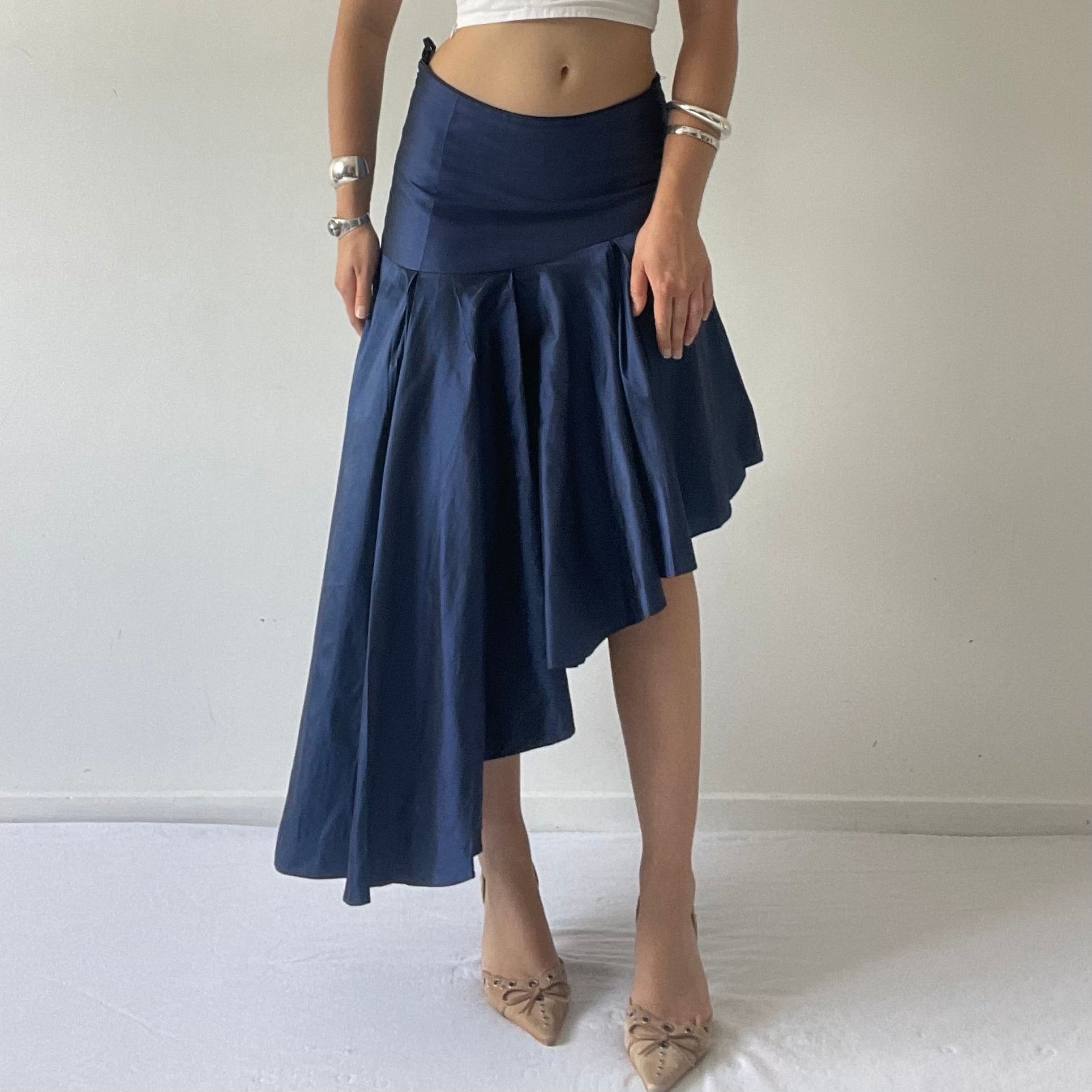 Silk Tafetta Midi Ruffle Skirt | 6-8