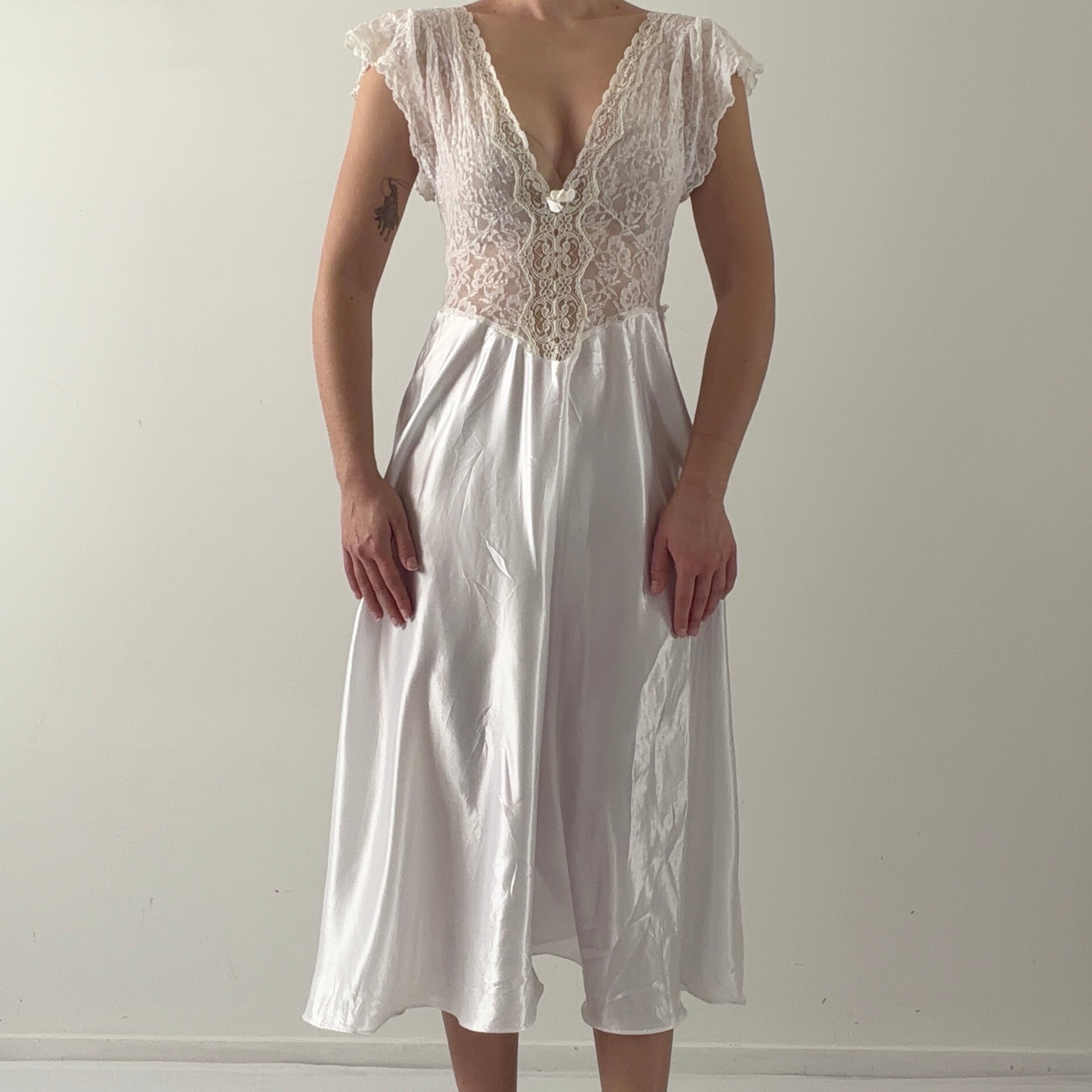 Cinema Etoile Lace & Satin Maxi Slip Dress | Made in USA | S