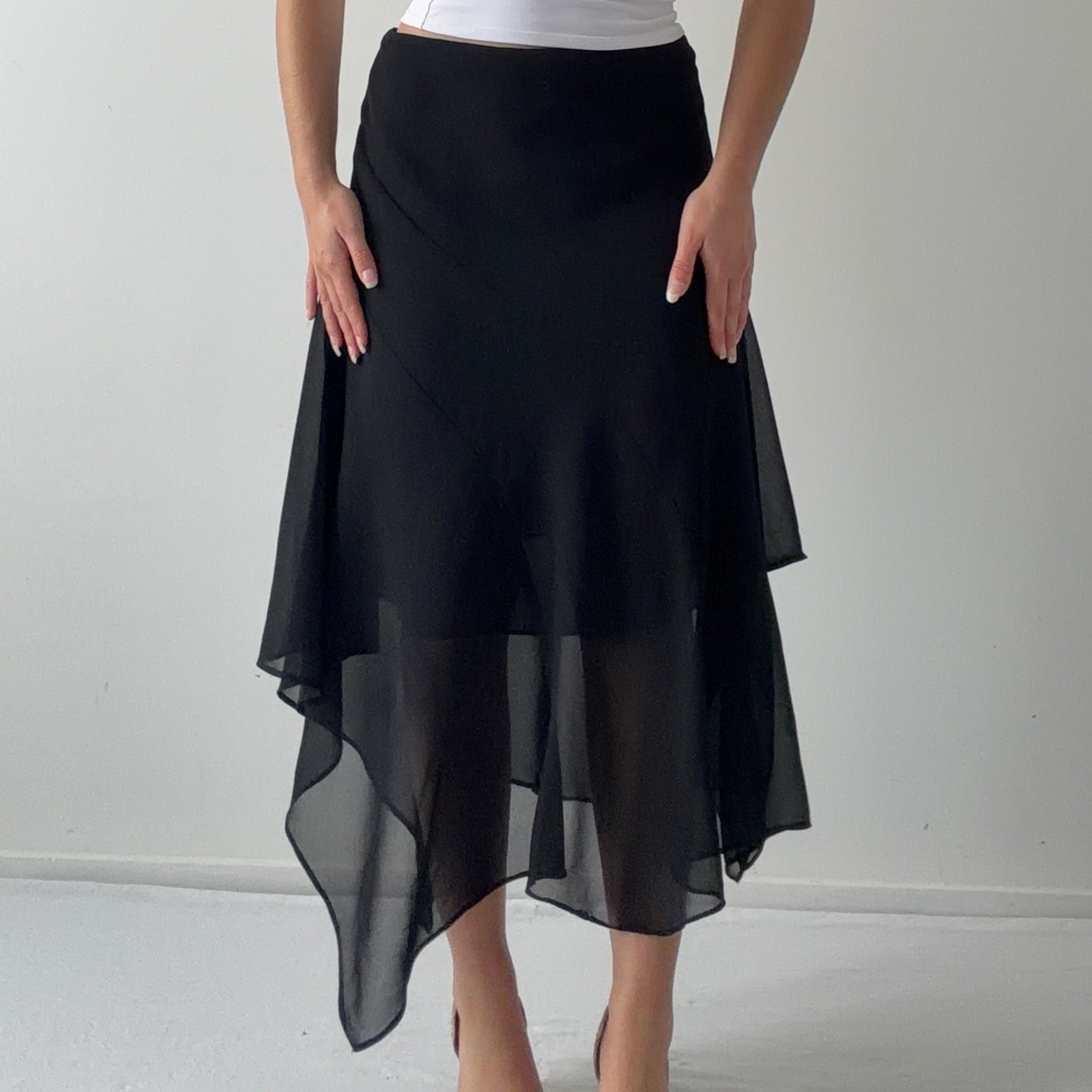 Dressbarn Asymmetric Midi Skirt | Made in USA | 6-8