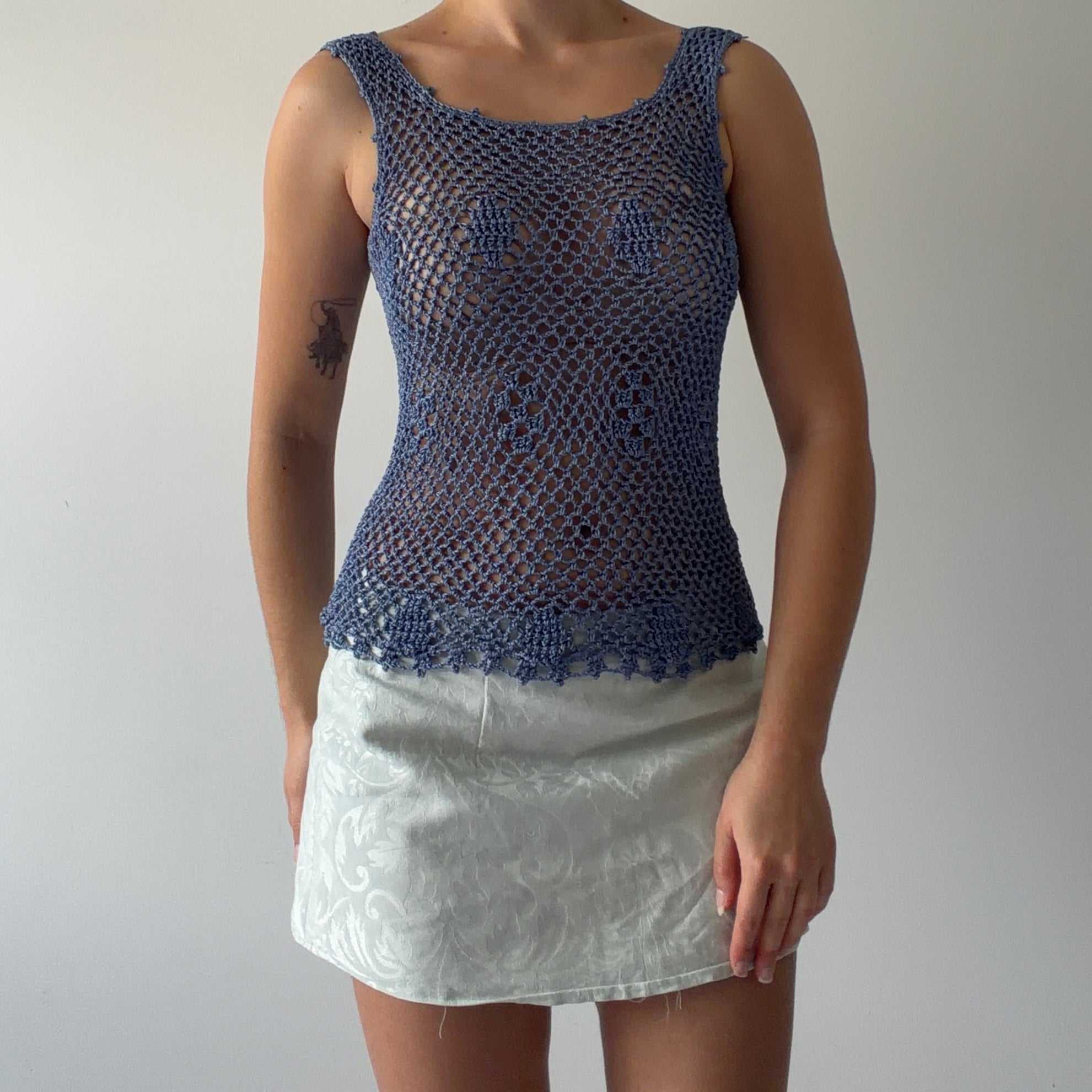 00s Blue Crochet cami Top | 8-10