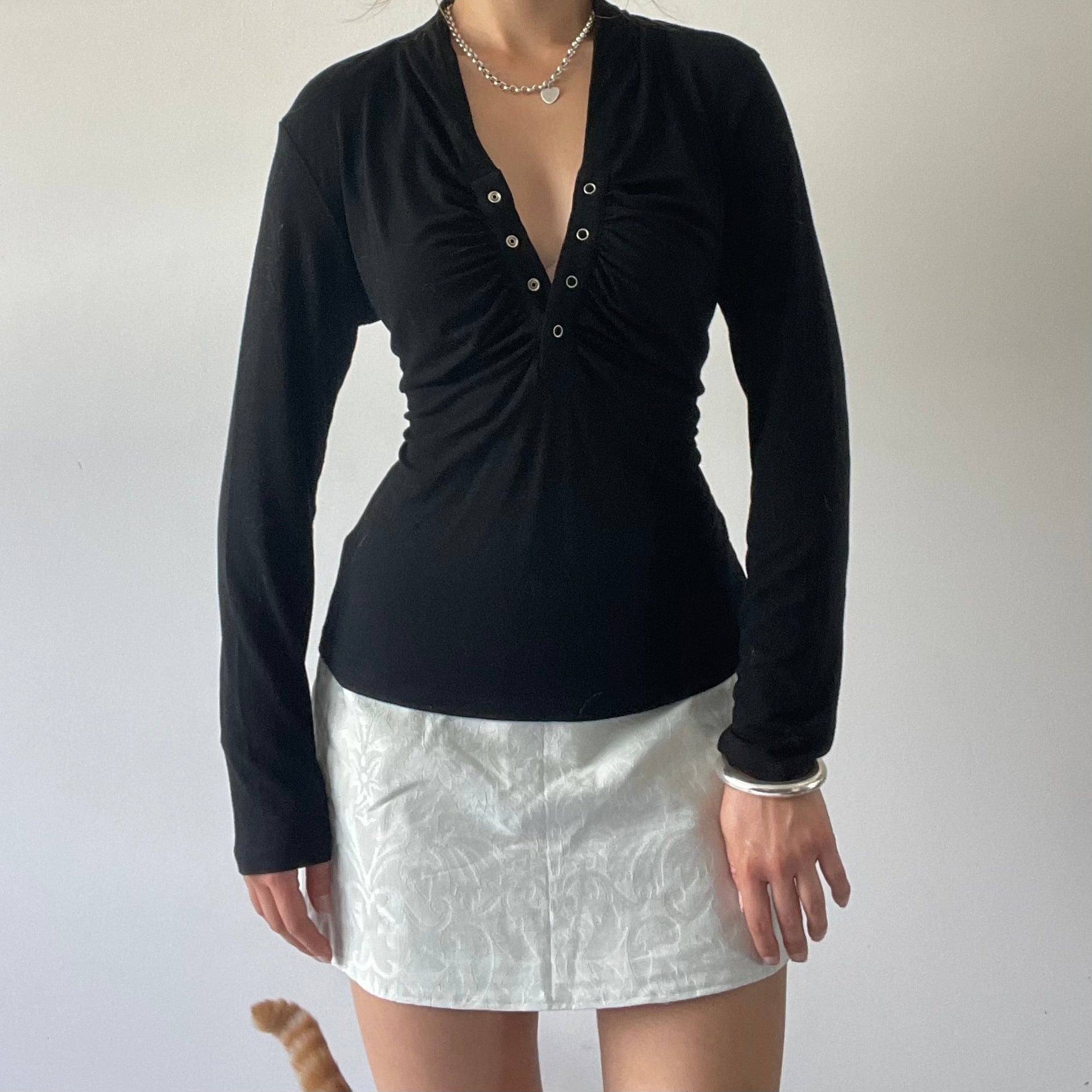 DKNY Ruched Long Sleeve Top | 14-16