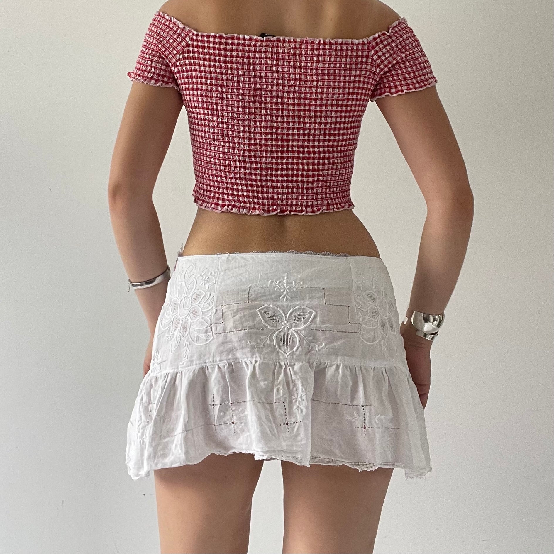 Max Gingham Ruched Top | 6-8