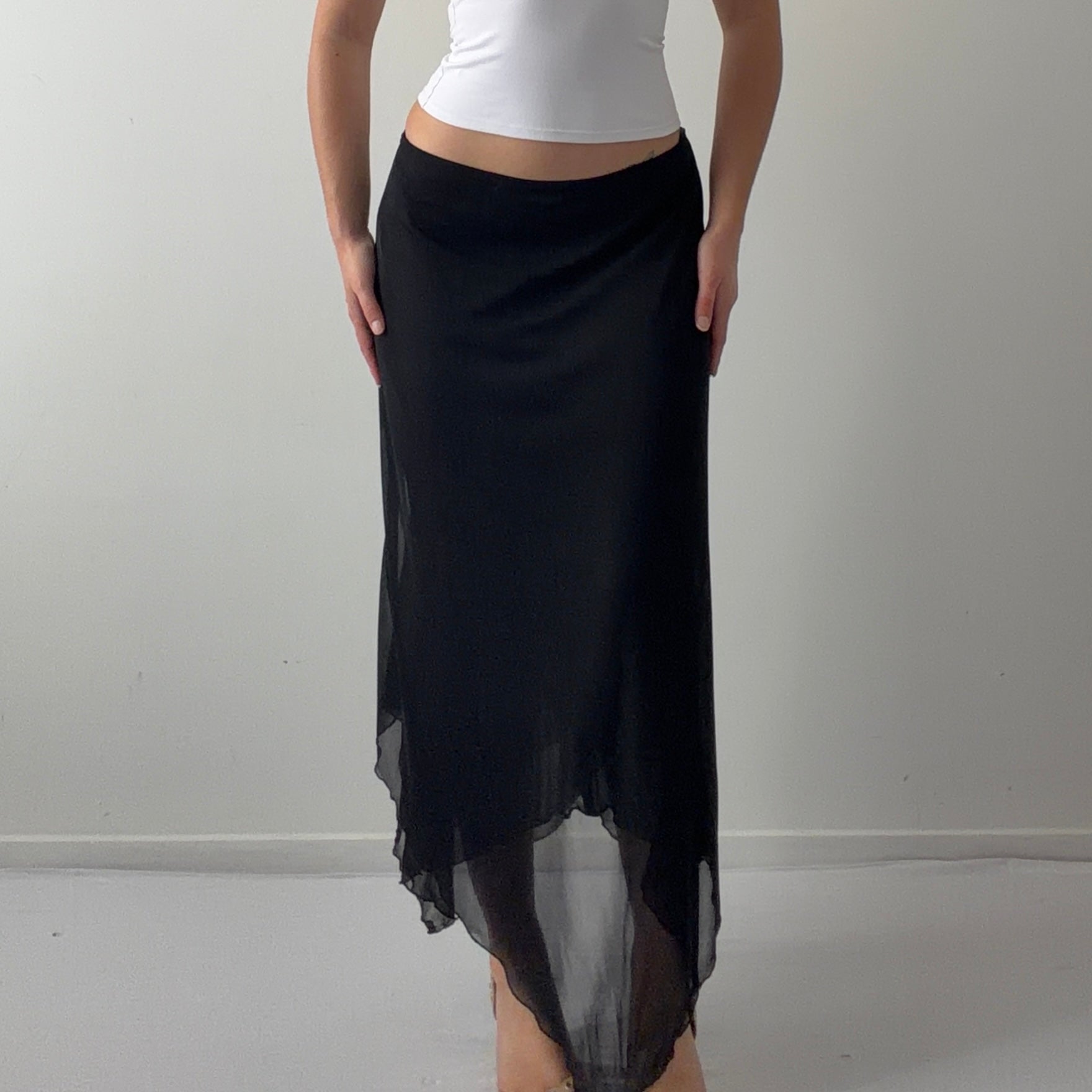 Connected Apparel Maxi Asymmetric Skirt | S
