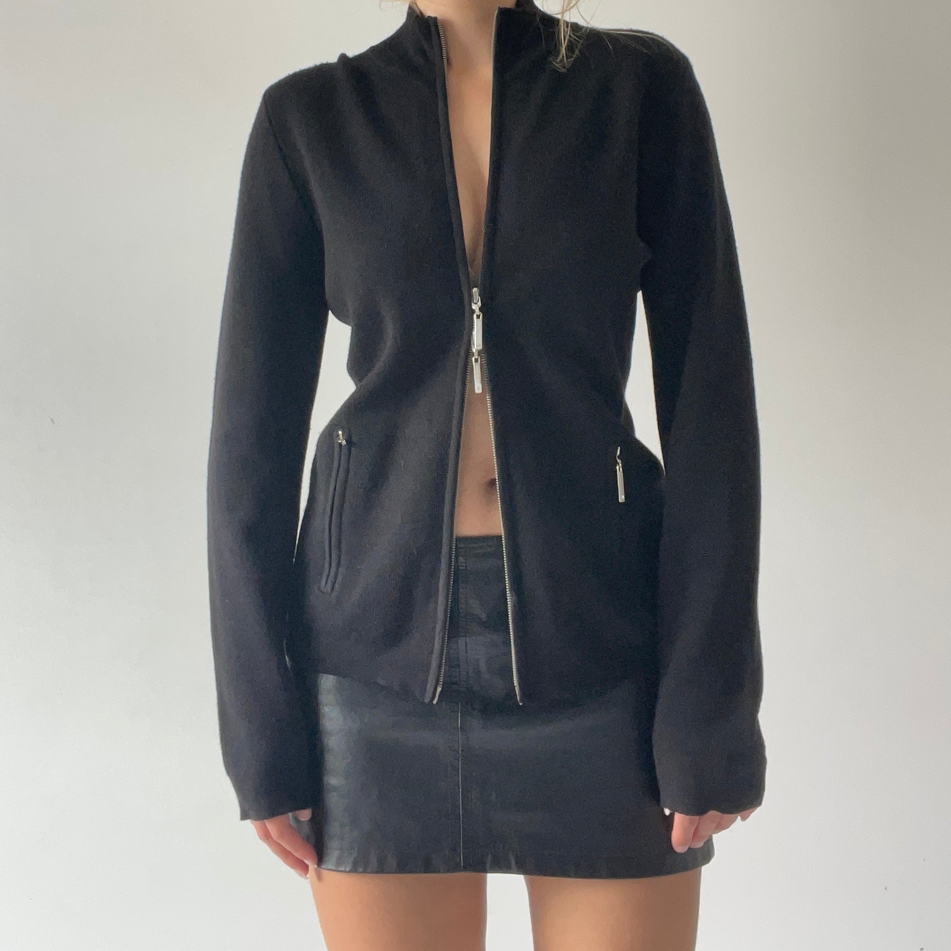 Dana Buchman Wool Double Zip Knit | L