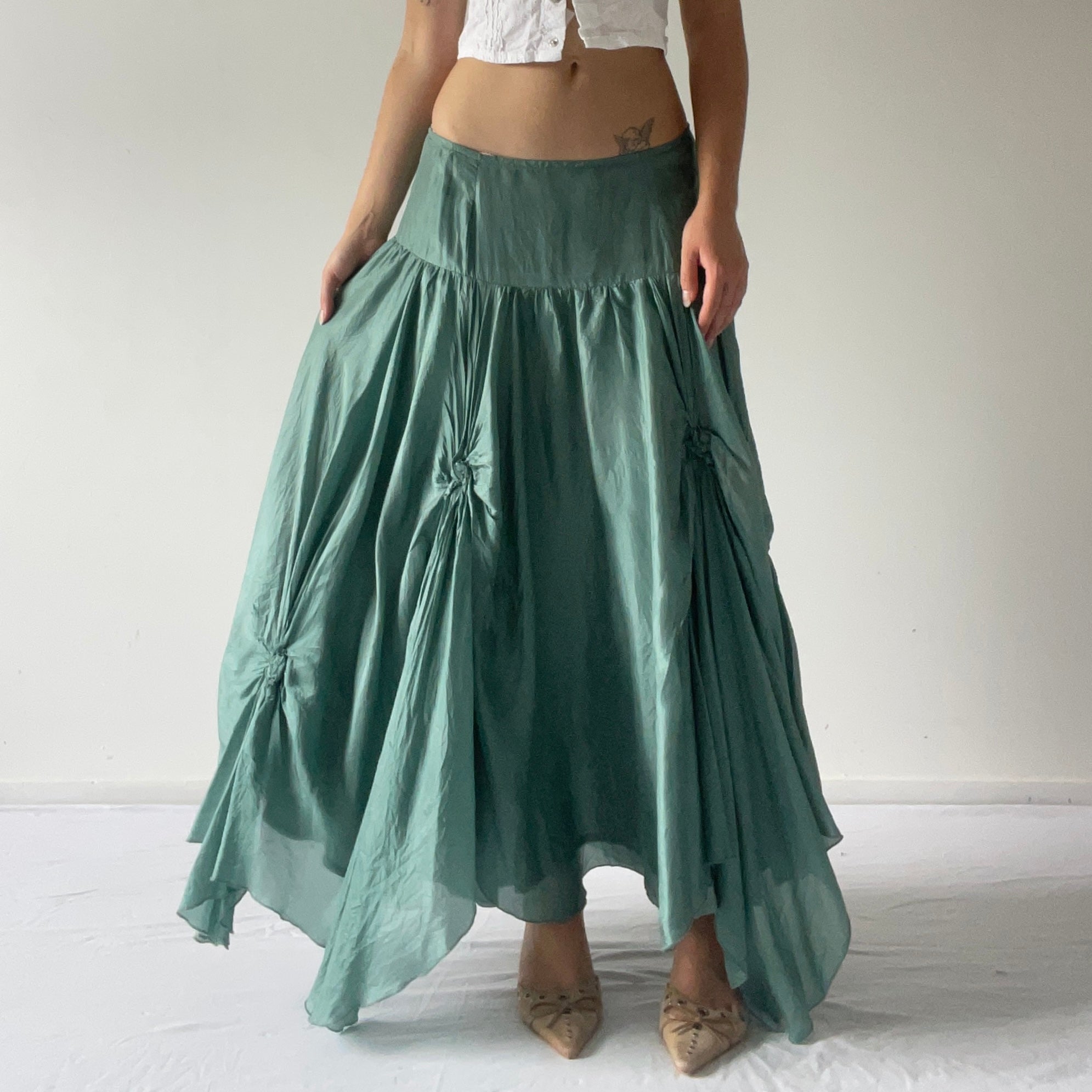 Silk Ruched Midi Skirt | 8-12