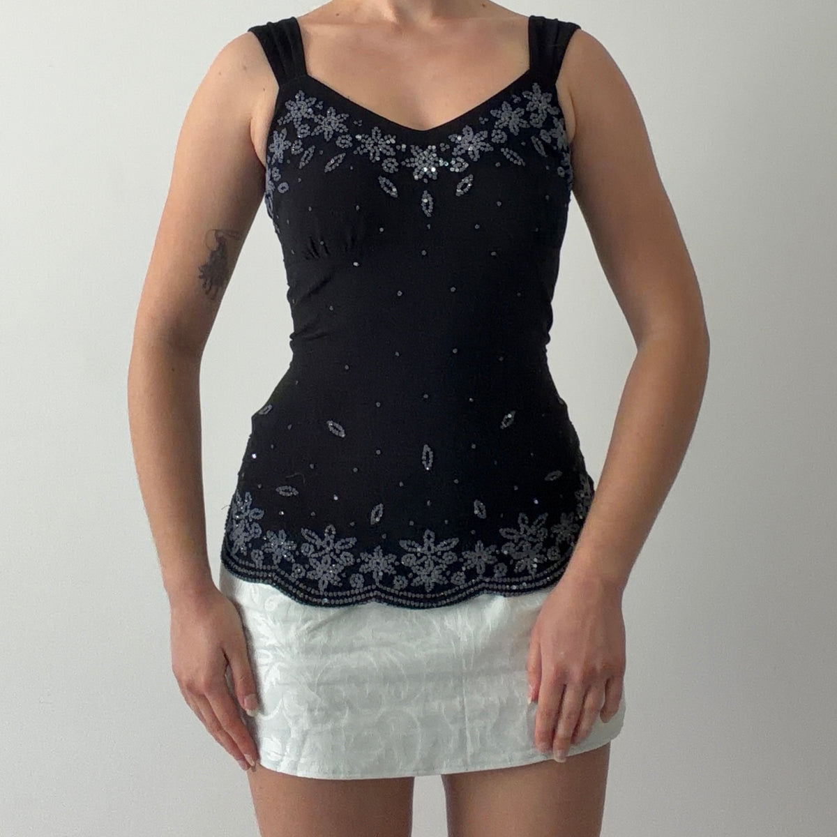 R & K Evening Beaded Cami Top | S