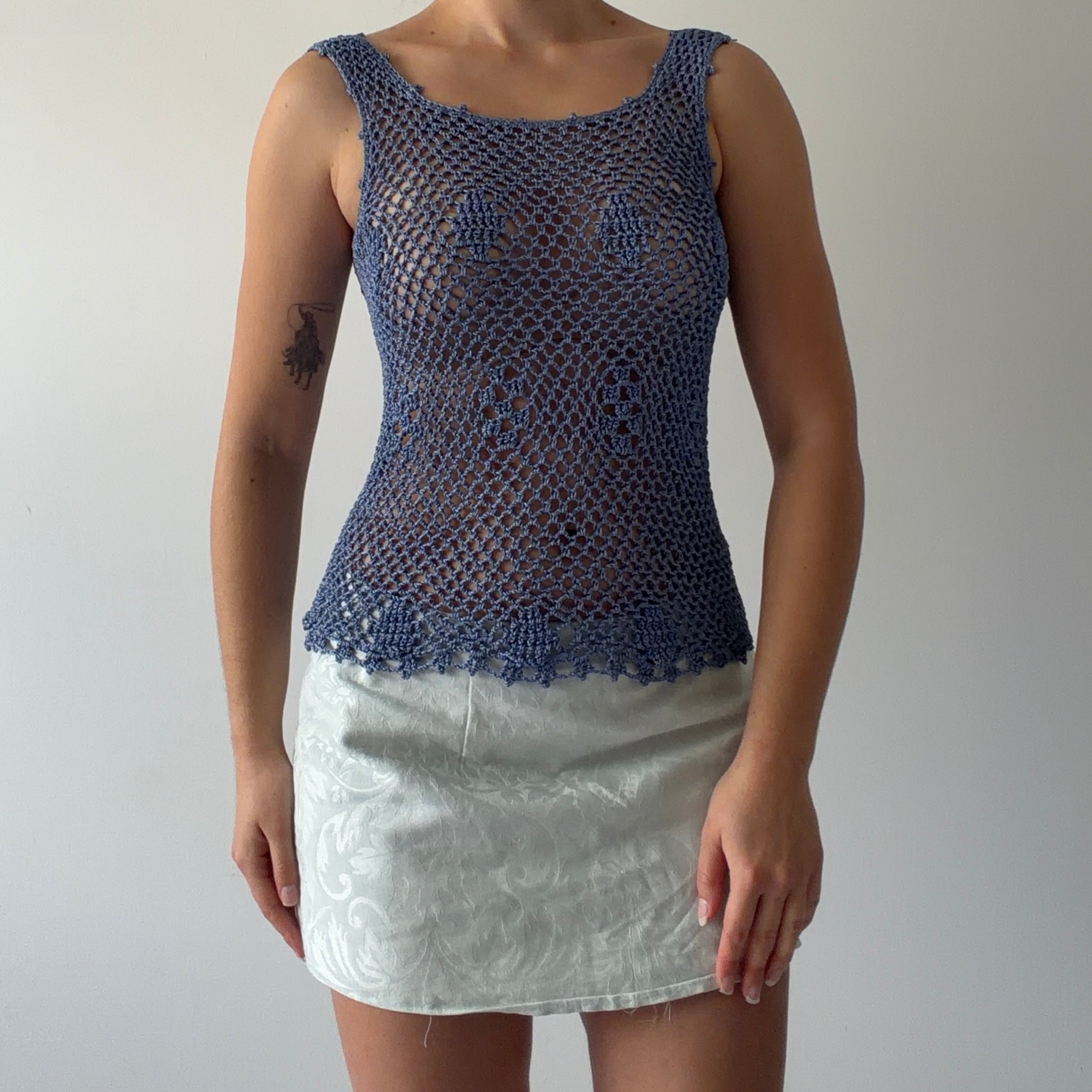 00s Blue Crochet cami Top | 8-10