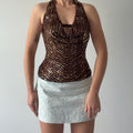 Venus Silk Beaded Halter Top | S