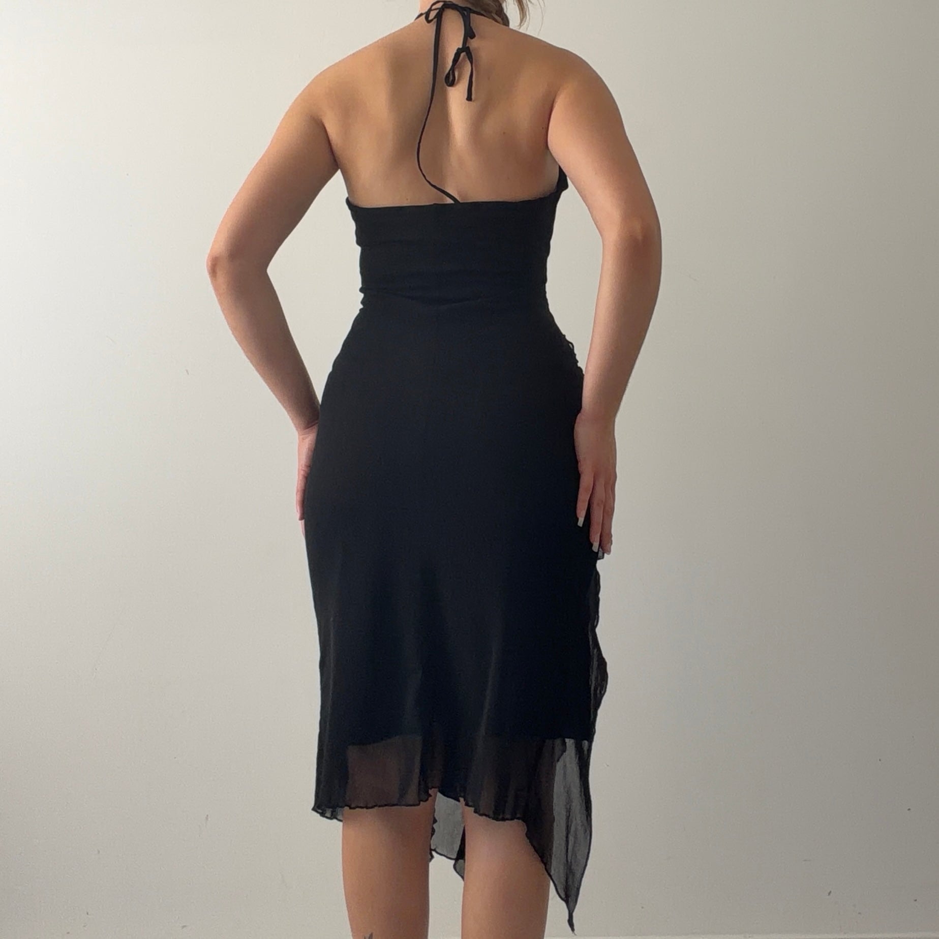 Halter Ruffle Midi Dress | 8-10