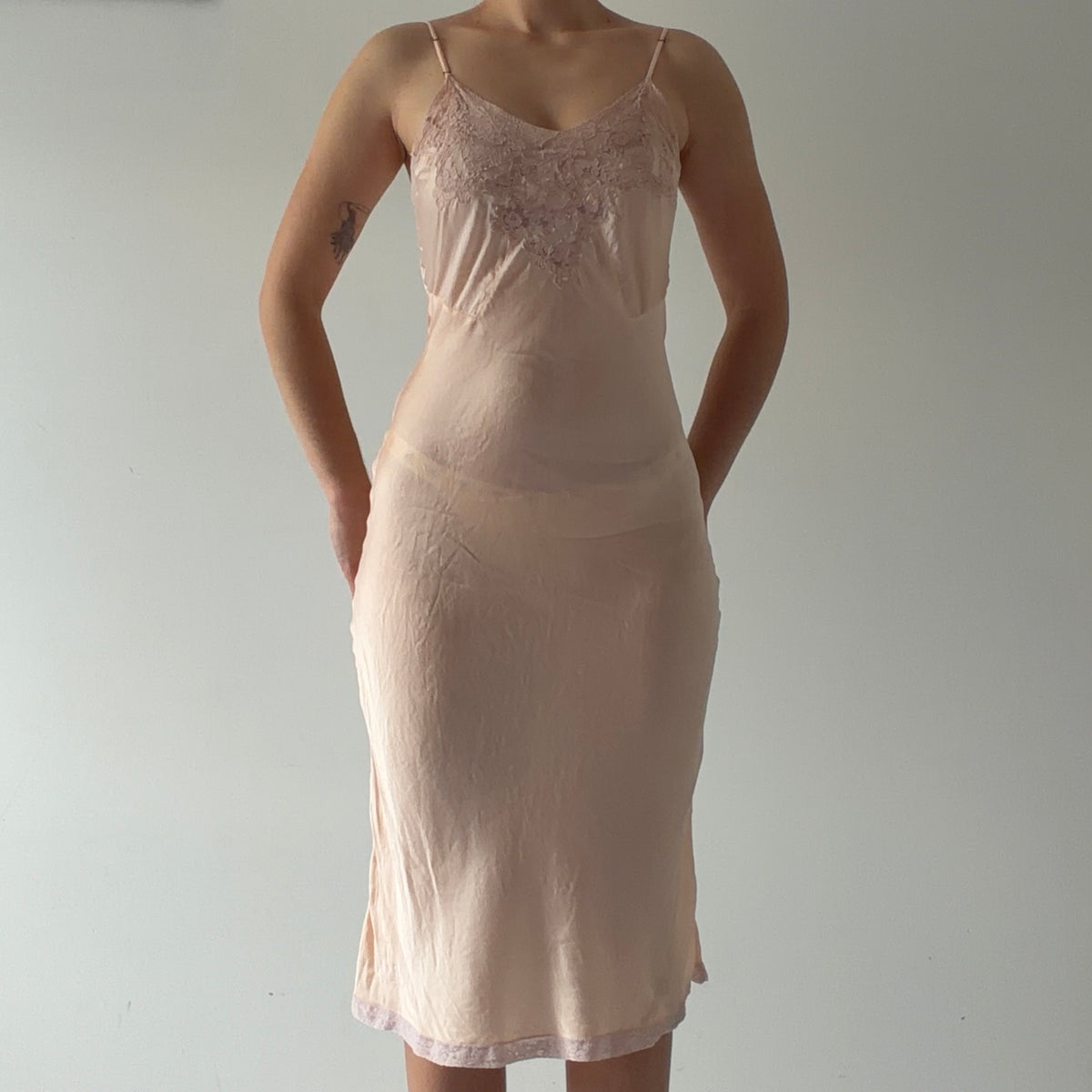 30s Barbara Lee Silk Midi Slip Dress | XS